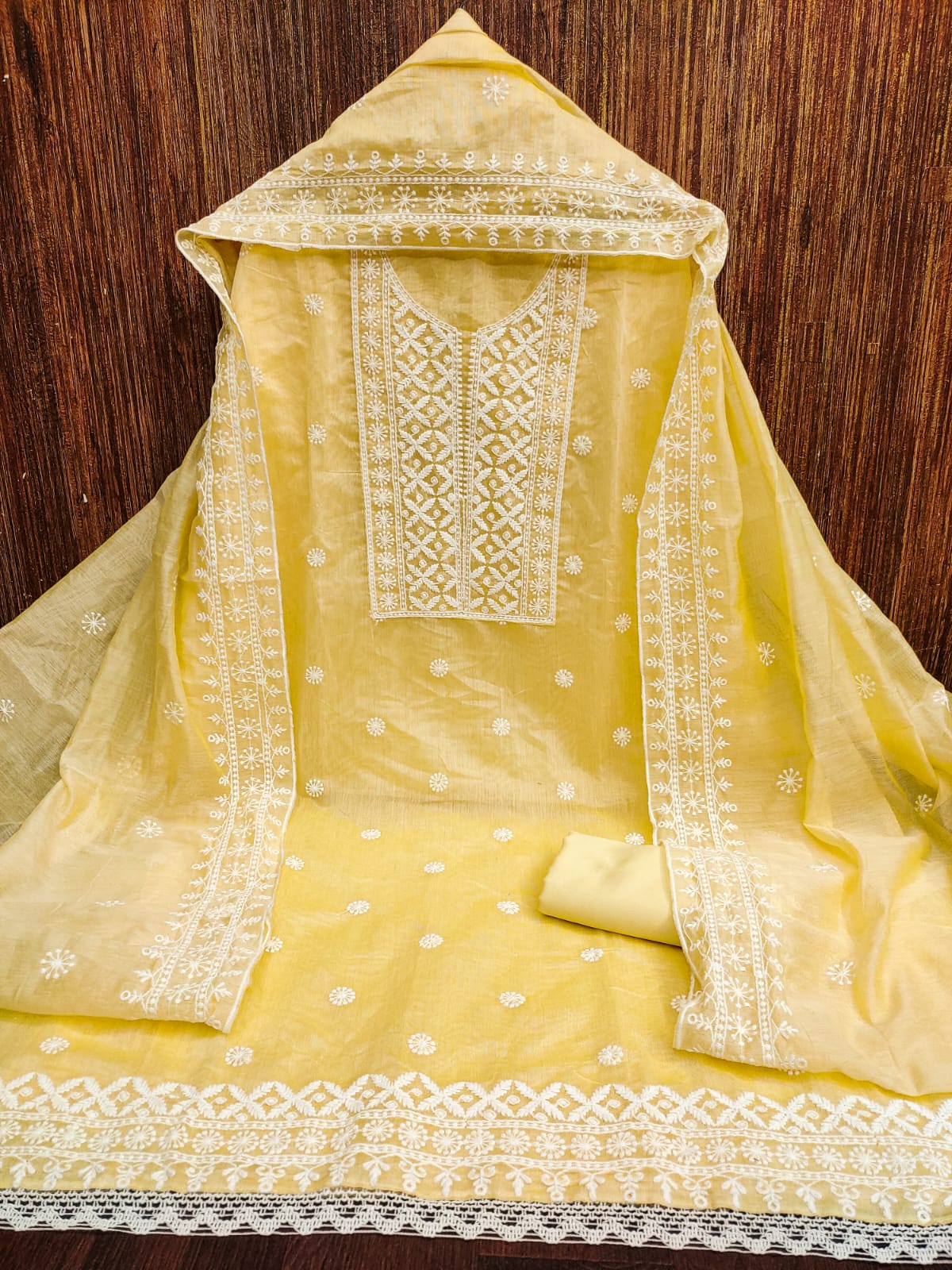 Traditional Wedding Wear Designer Indian Chanderi Work Top Bottom&Dupatta