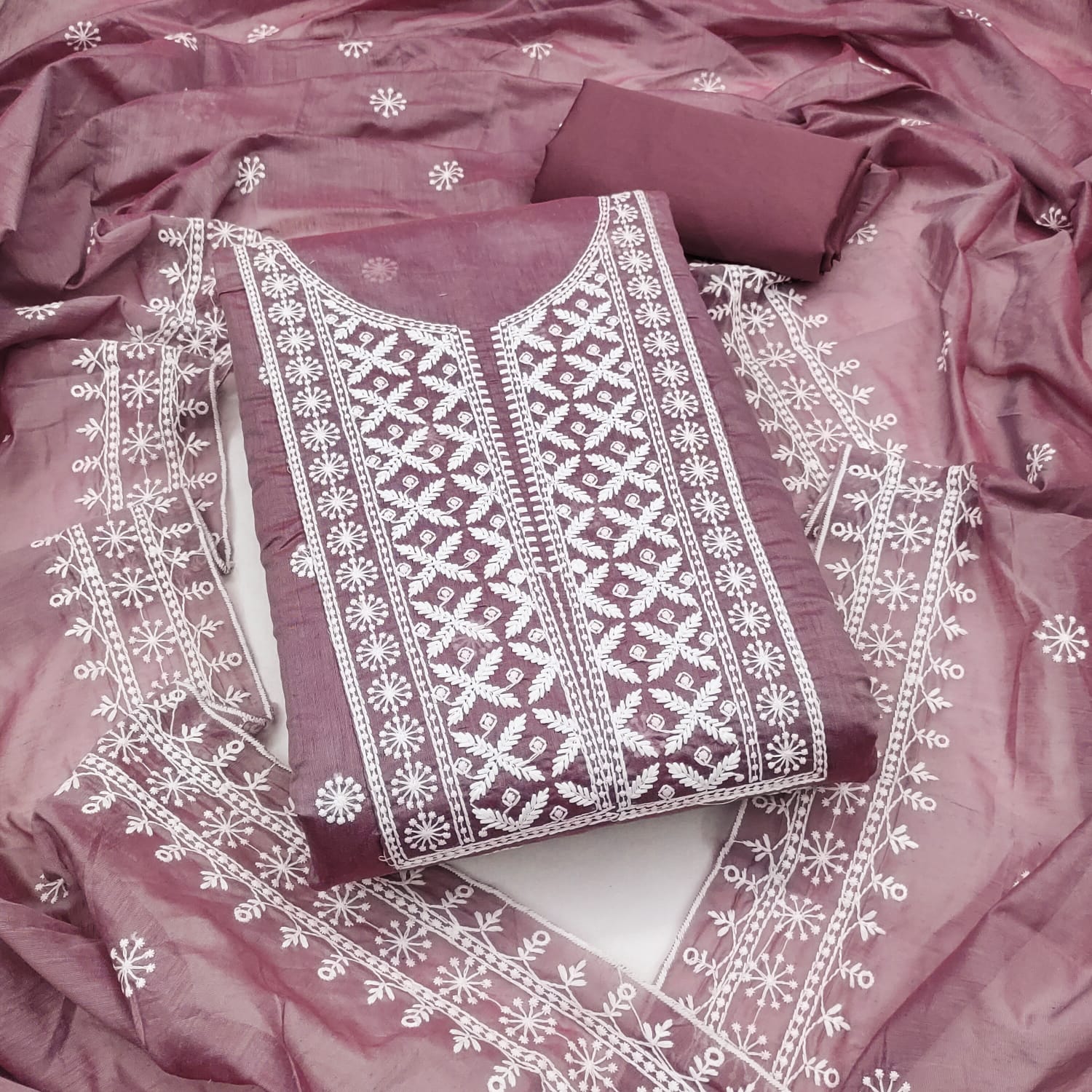 Traditional Wedding Wear Designer Indian Chanderi Work Top Bottom&Dupatta