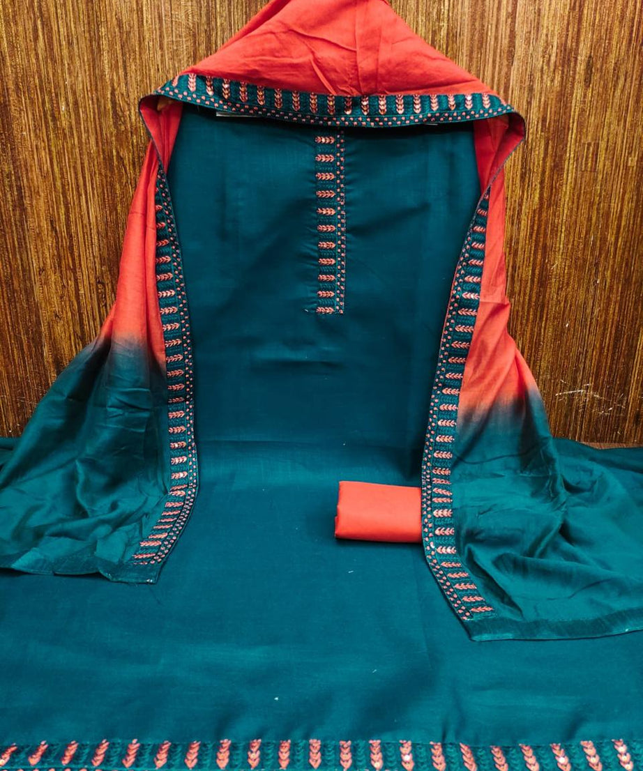 Women's Slub Cotton Tie Work Wedding Festival Wear Top Bottom & Dupatta