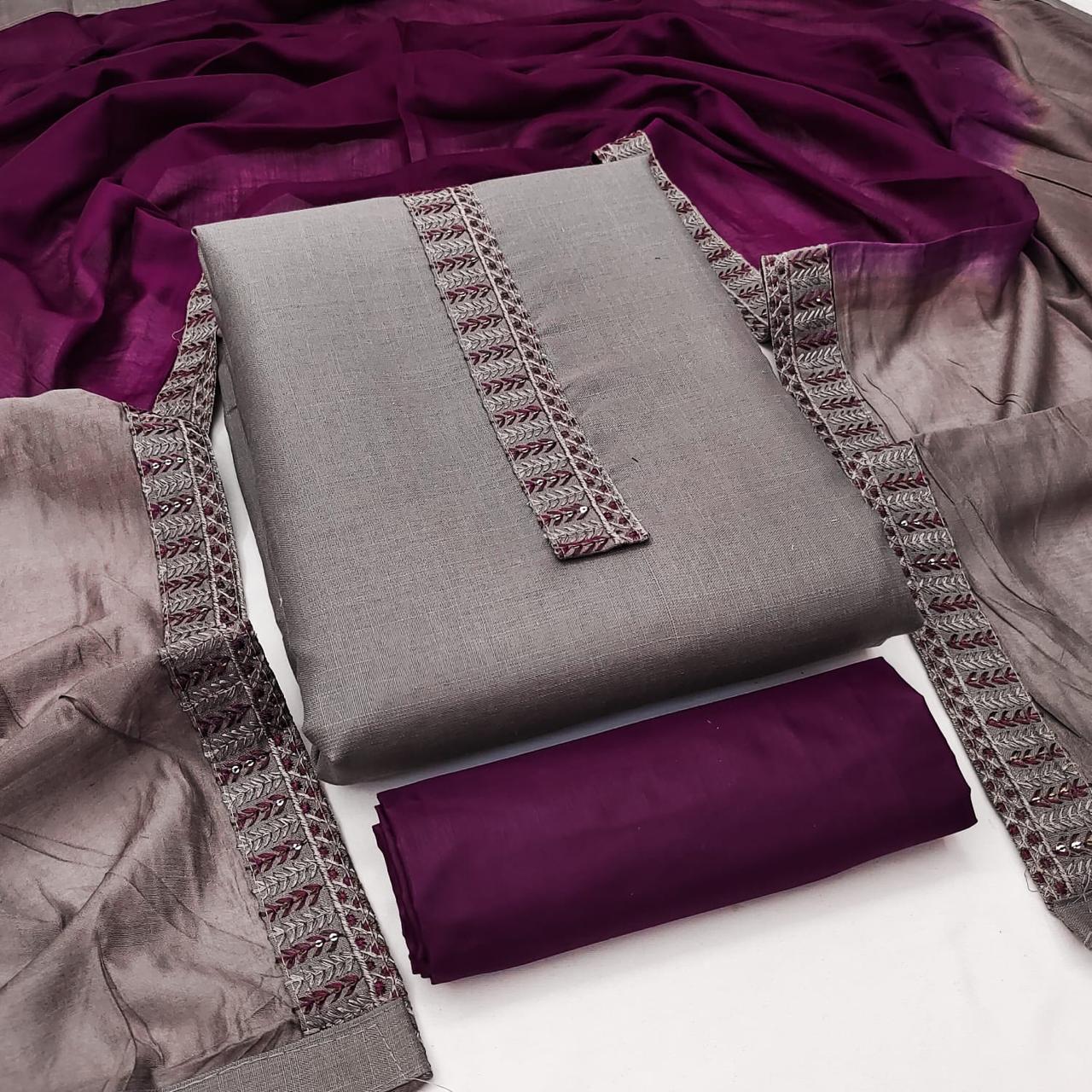 Women's Slub Cotton Tie Work Wedding Festival Wear Top Bottom & Dupatta