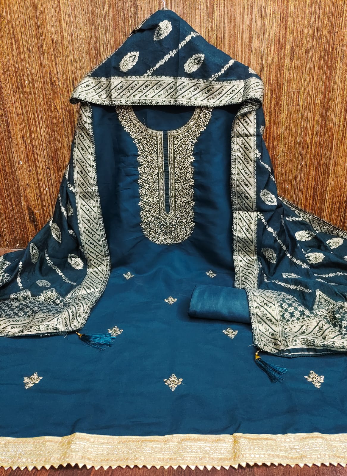 Traditional Wedding Wear Indian Roman Silk Designer Top Bottom & Dupatta