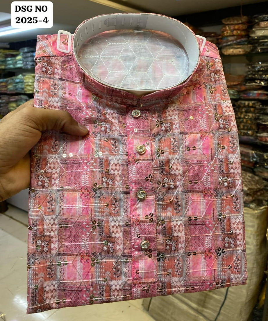 Men's Full Stitched Designer Traditional Wear Linen Kurta Pajama Set