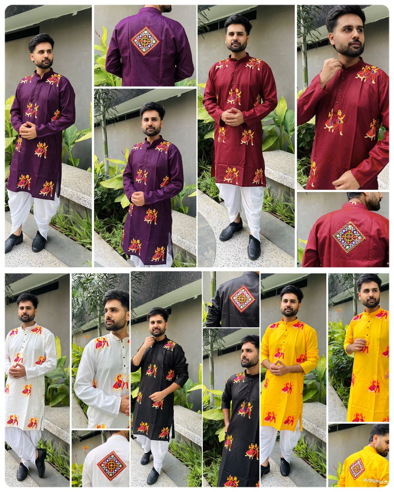 Cotton With Embroidery & Stylish Pattern Kurta With Dhoti For Men's