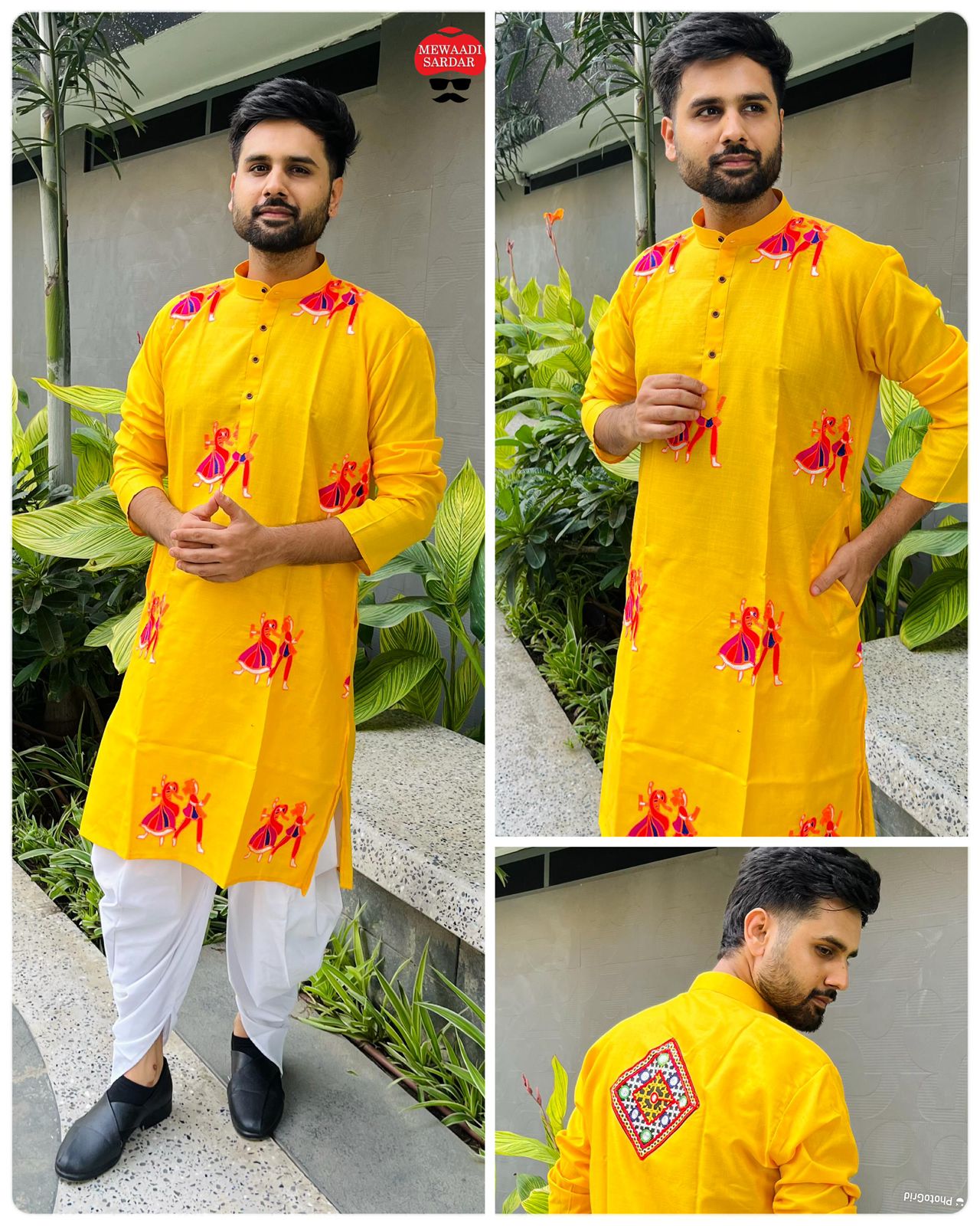 Cotton With Embroidery & Stylish Pattern Kurta With Dhoti For Men's