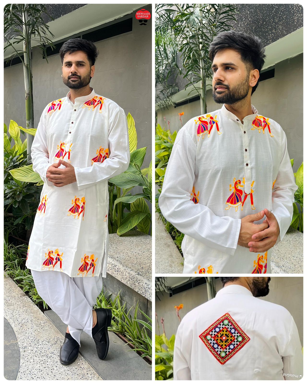 Cotton With Embroidery & Stylish Pattern Kurta With Dhoti For Men's