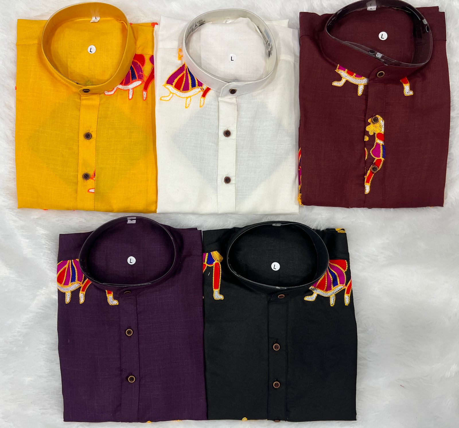 Cotton With Embroidery & Stylish Pattern Kurta With Dhoti For Men's