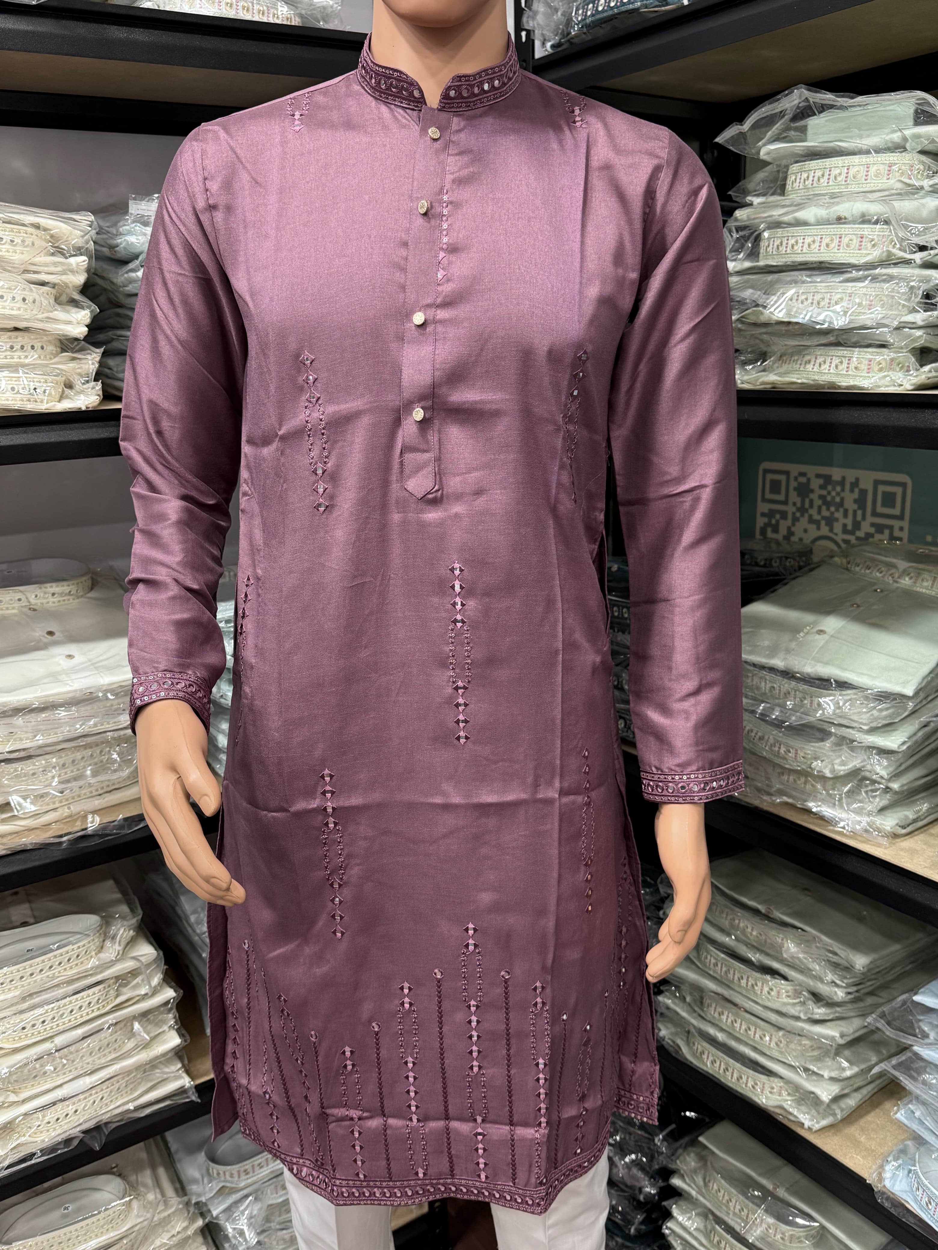 Traditional Premium Smart Silk With Embroidery Mirror Work Kurta & Pajama