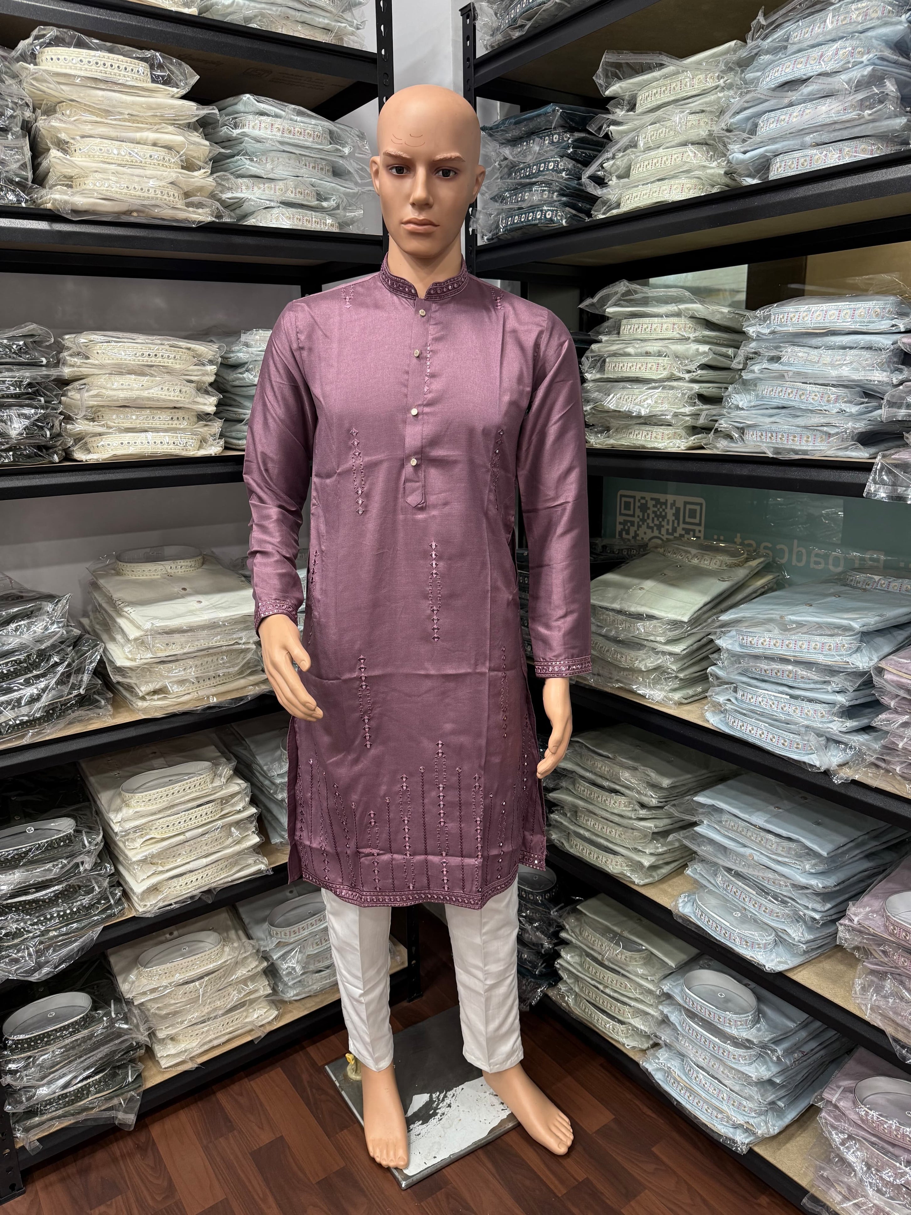 Traditional Premium Smart Silk With Embroidery Mirror Work Kurta & Pajama
