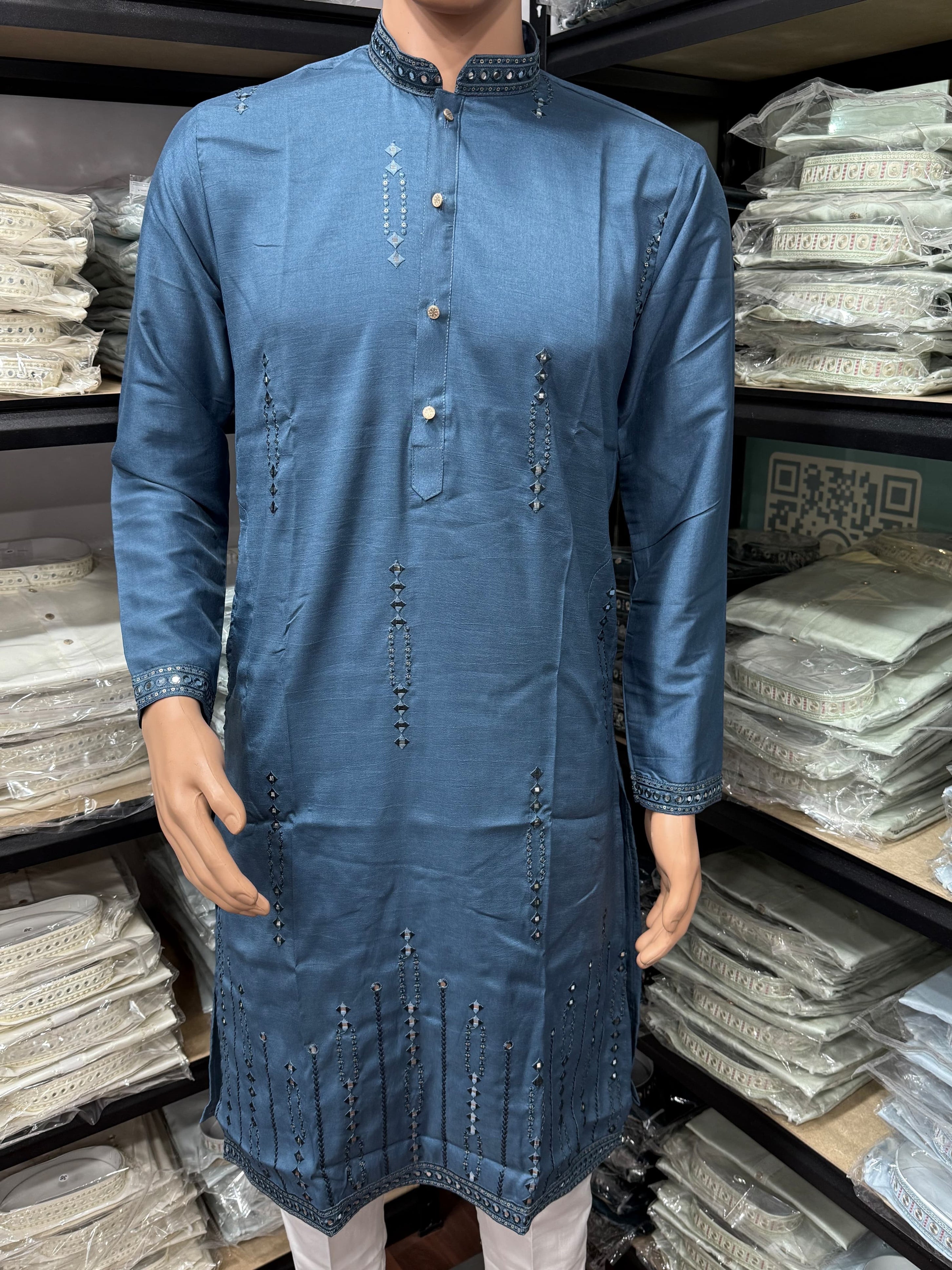 Traditional Premium Smart Silk With Embroidery Mirror Work Kurta & Pajama