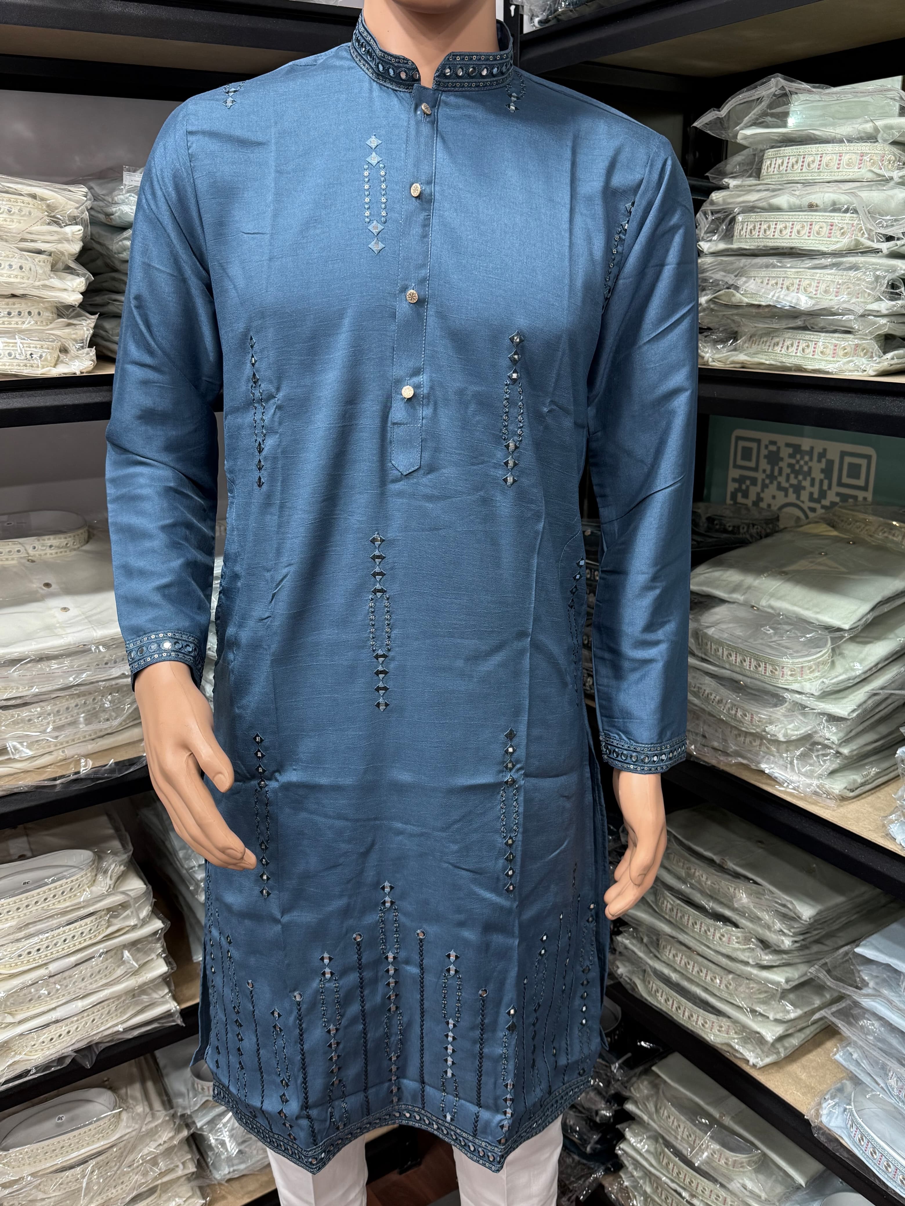 Traditional Premium Smart Silk With Embroidery Mirror Work Kurta & Pajama