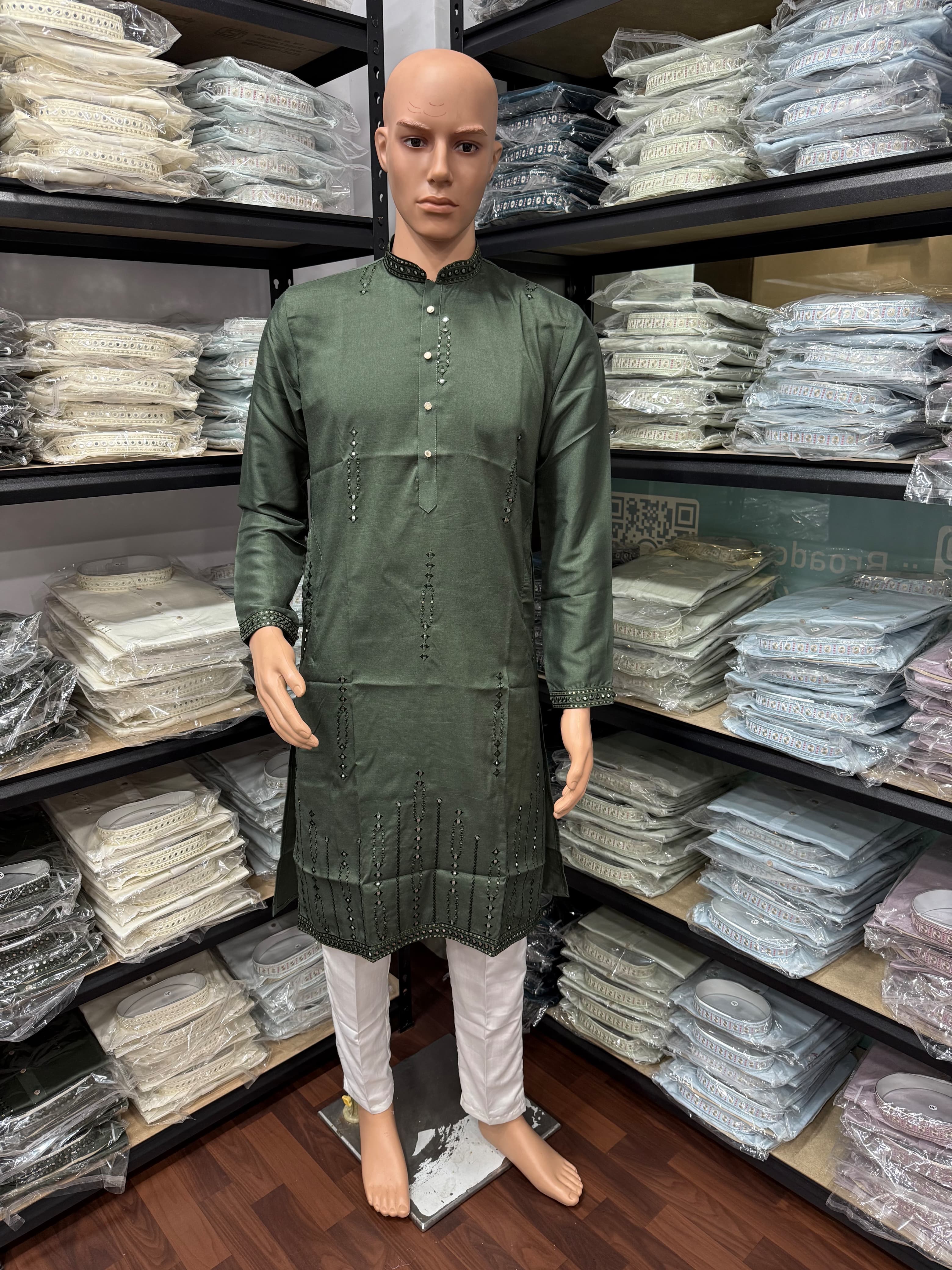 Traditional Premium Smart Silk With Embroidery Mirror Work Kurta & Pajama