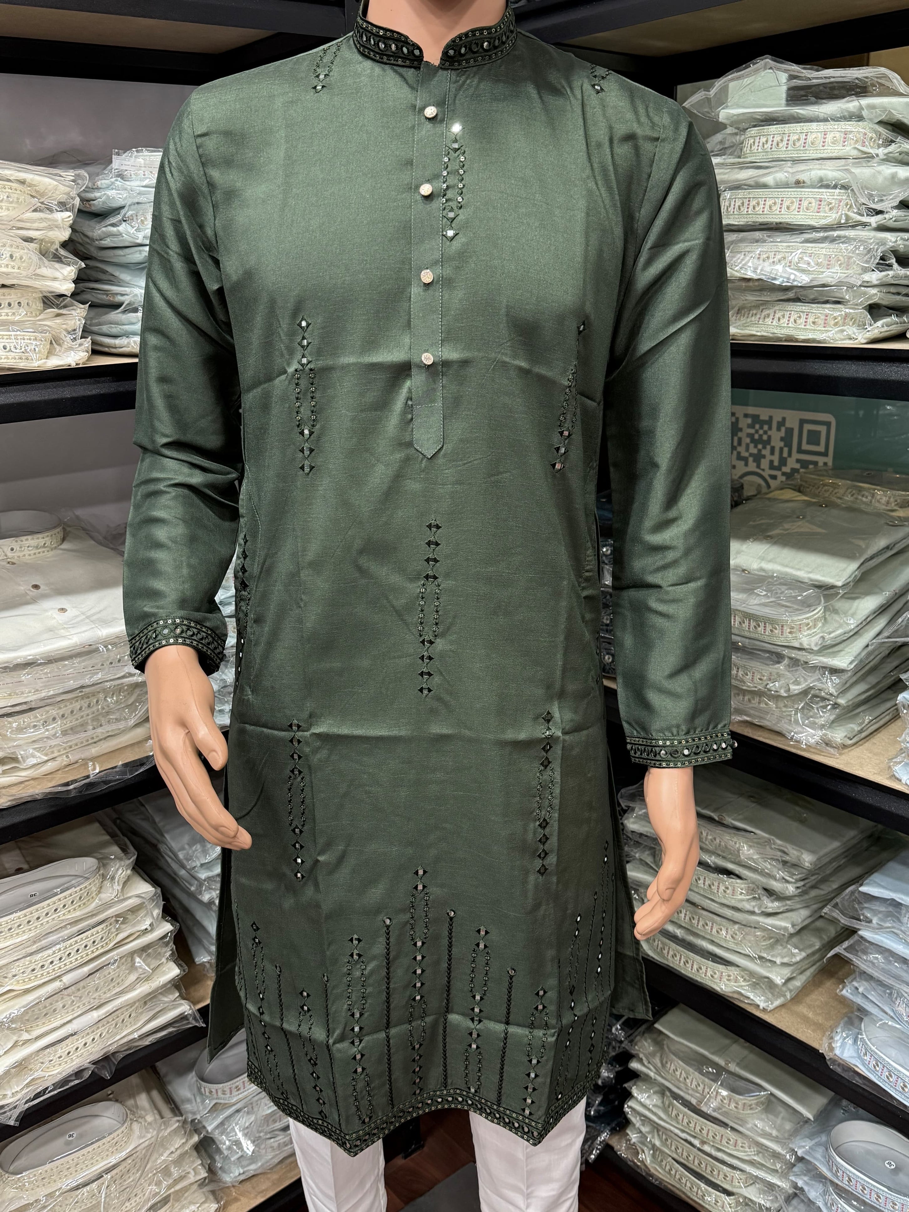 Traditional Premium Smart Silk With Embroidery Mirror Work Kurta & Pajama