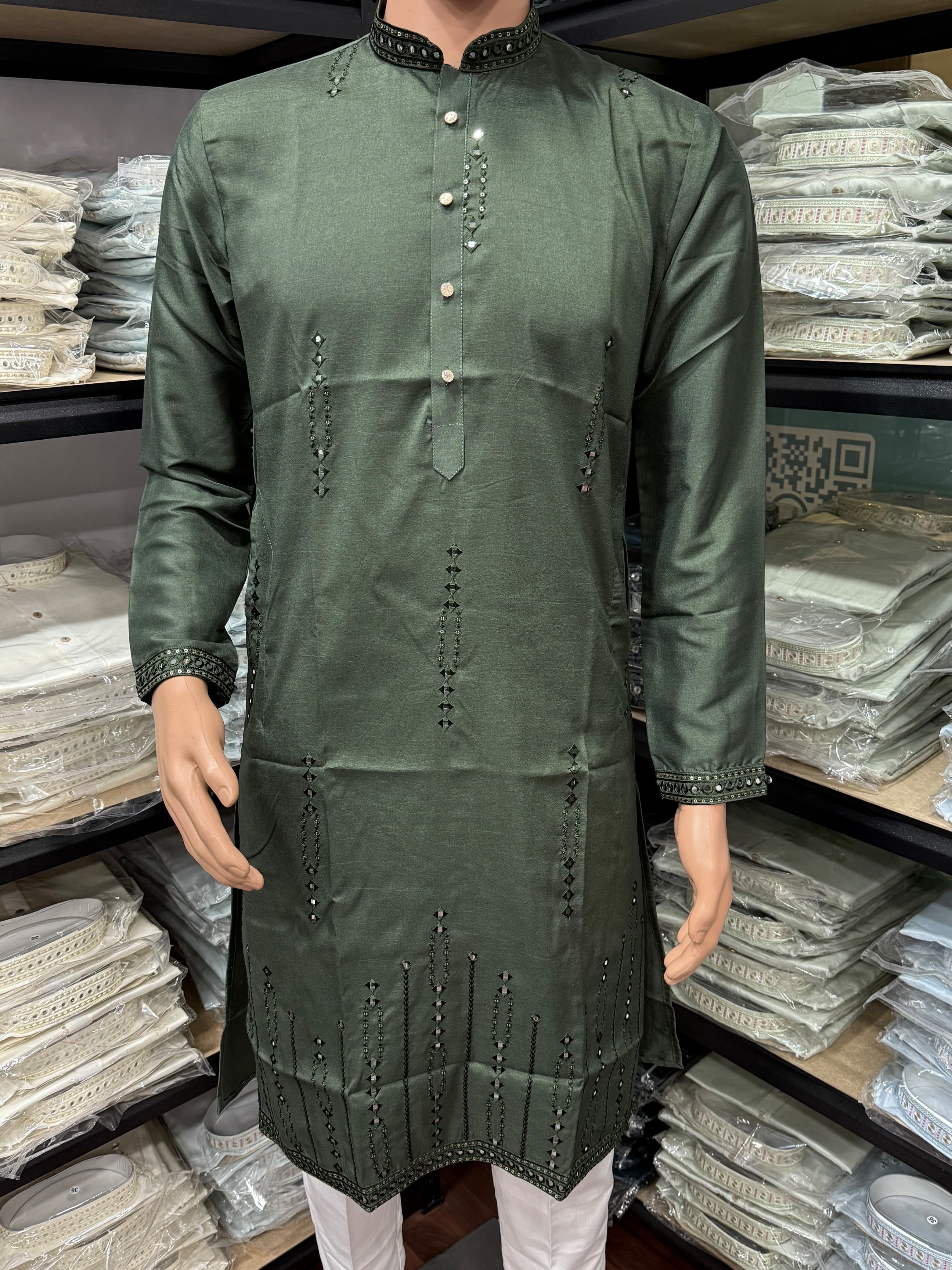 Traditional Premium Smart Silk With Embroidery Mirror Work Kurta & Pajama