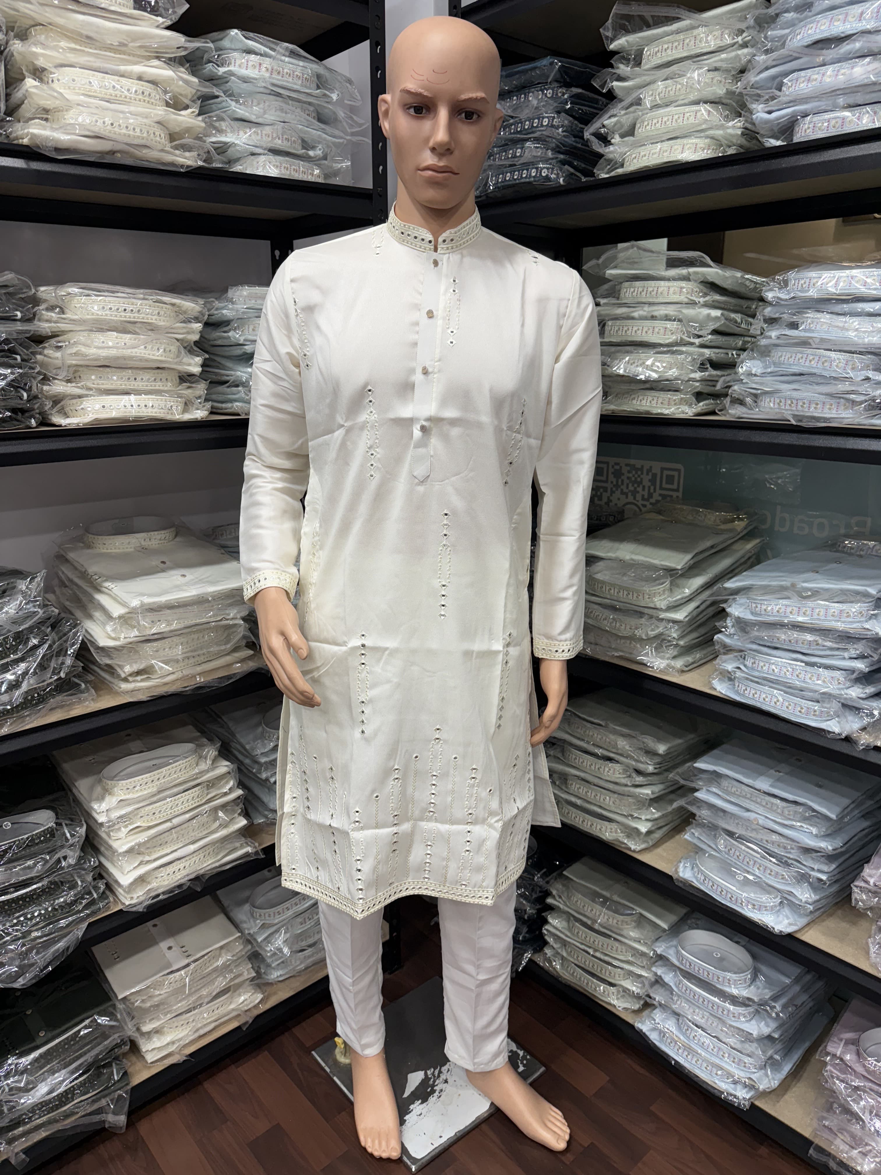 Traditional Premium Smart Silk With Embroidery Mirror Work Kurta & Pajama