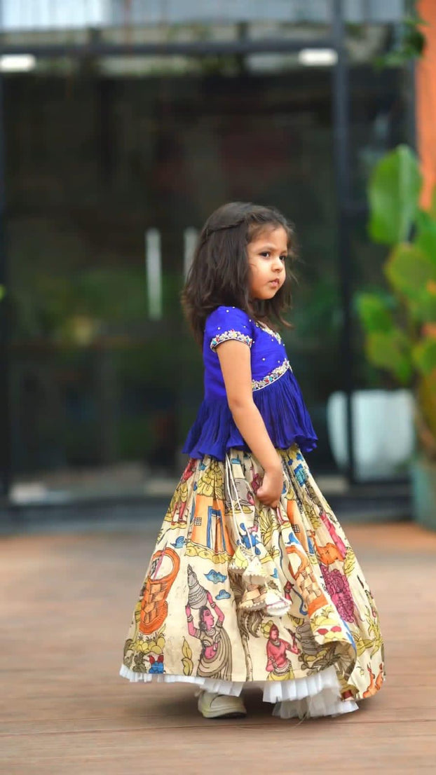 Kid's Chinon Silk With Beautiful Print Traditional Lehenga With Blouse