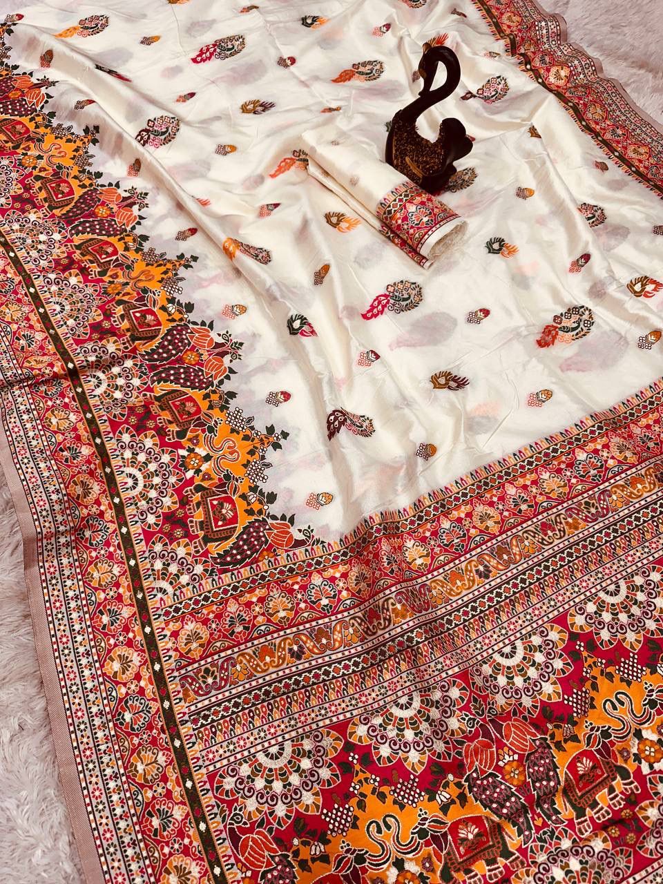 Pure n Soft Rajwadi Pashmina Silk Weaving Saree With Blouse