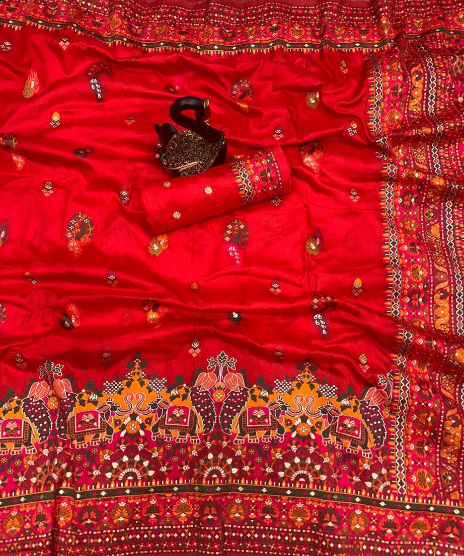 Pure n Soft Rajwadi Pashmina Silk Weaving Saree With Blouse