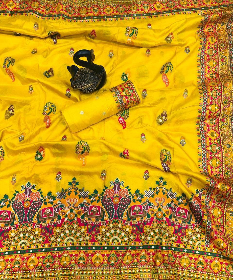 Pure n Soft Rajwadi Pashmina Silk Weaving Saree With Blouse