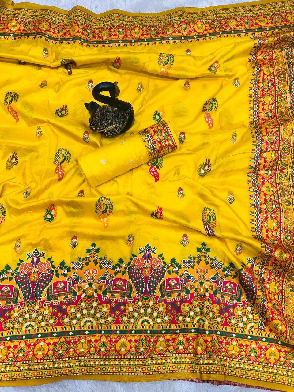 Pure n Soft Rajwadi Pashmina Silk Weaving Saree With Blouse