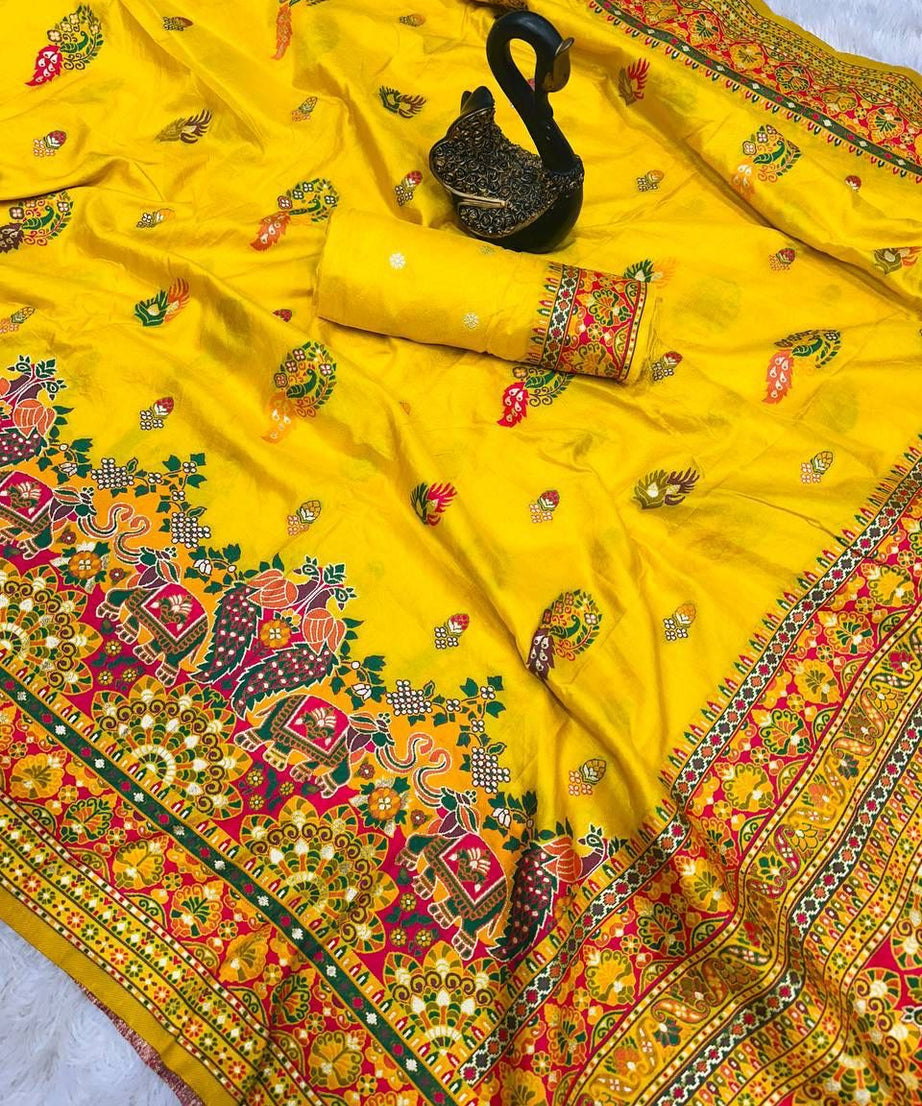 Pure n Soft Rajwadi Pashmina Silk Weaving Saree With Blouse