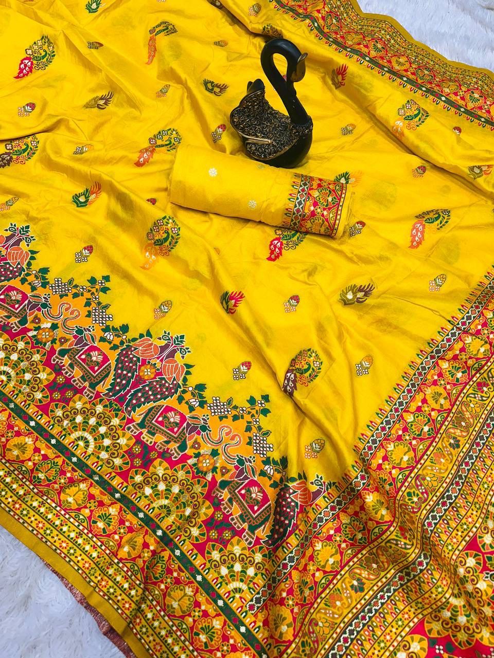 Pure n Soft Rajwadi Pashmina Silk Weaving Saree With Blouse