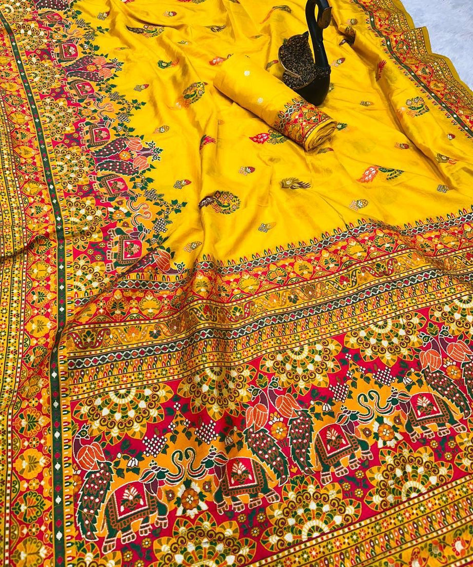 Pure n Soft Rajwadi Pashmina Silk Weaving Saree With Blouse