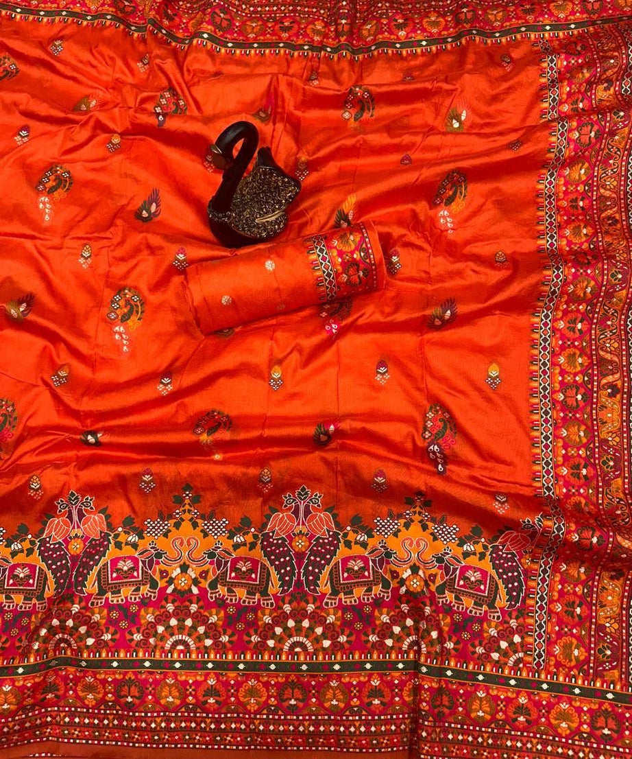 Pure n Soft Rajwadi Pashmina Silk Weaving Saree With Blouse