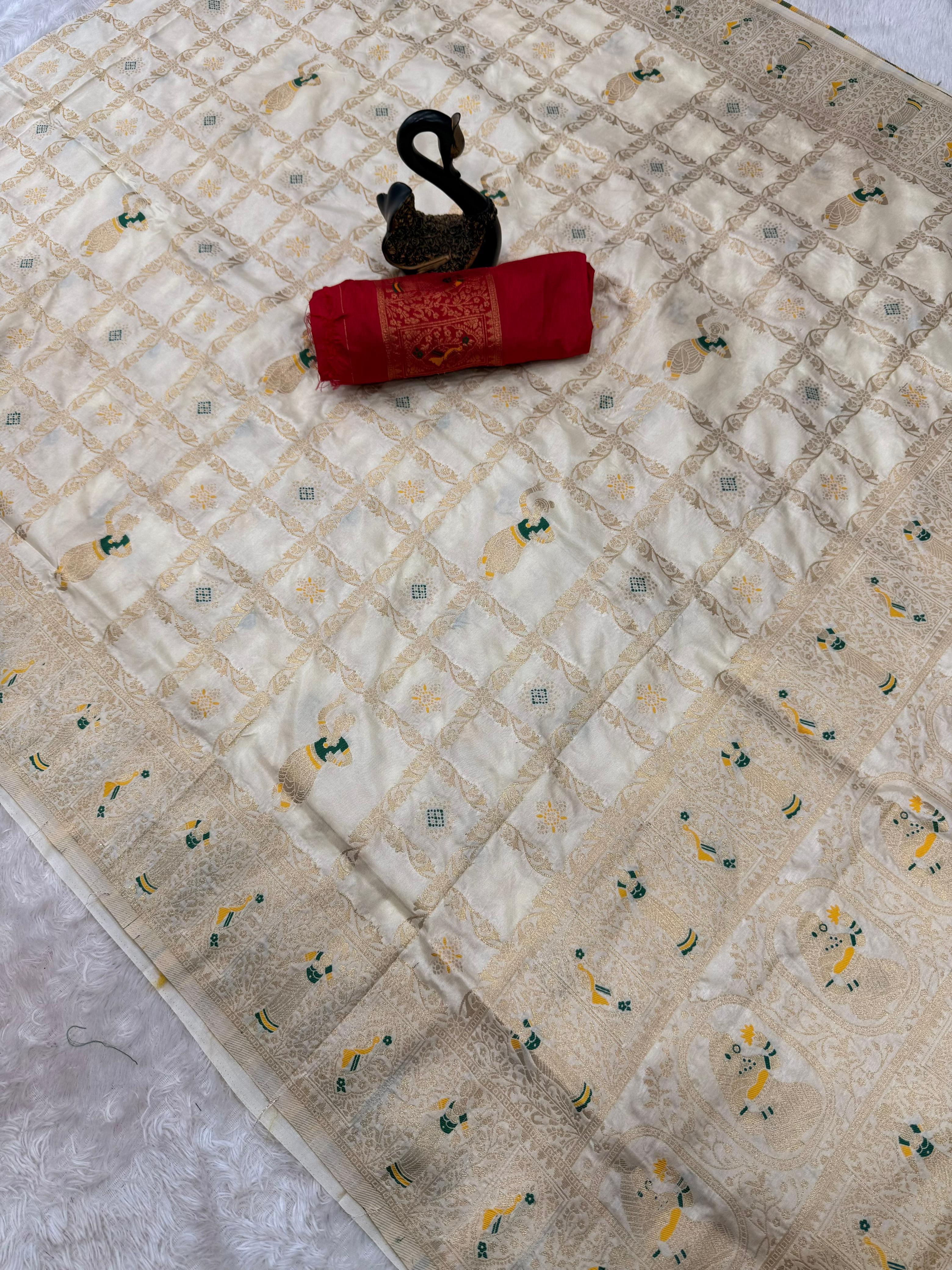 Pure Soft Khadi Georgette Silk Saree Traditional Wear Sari Eith Blouse