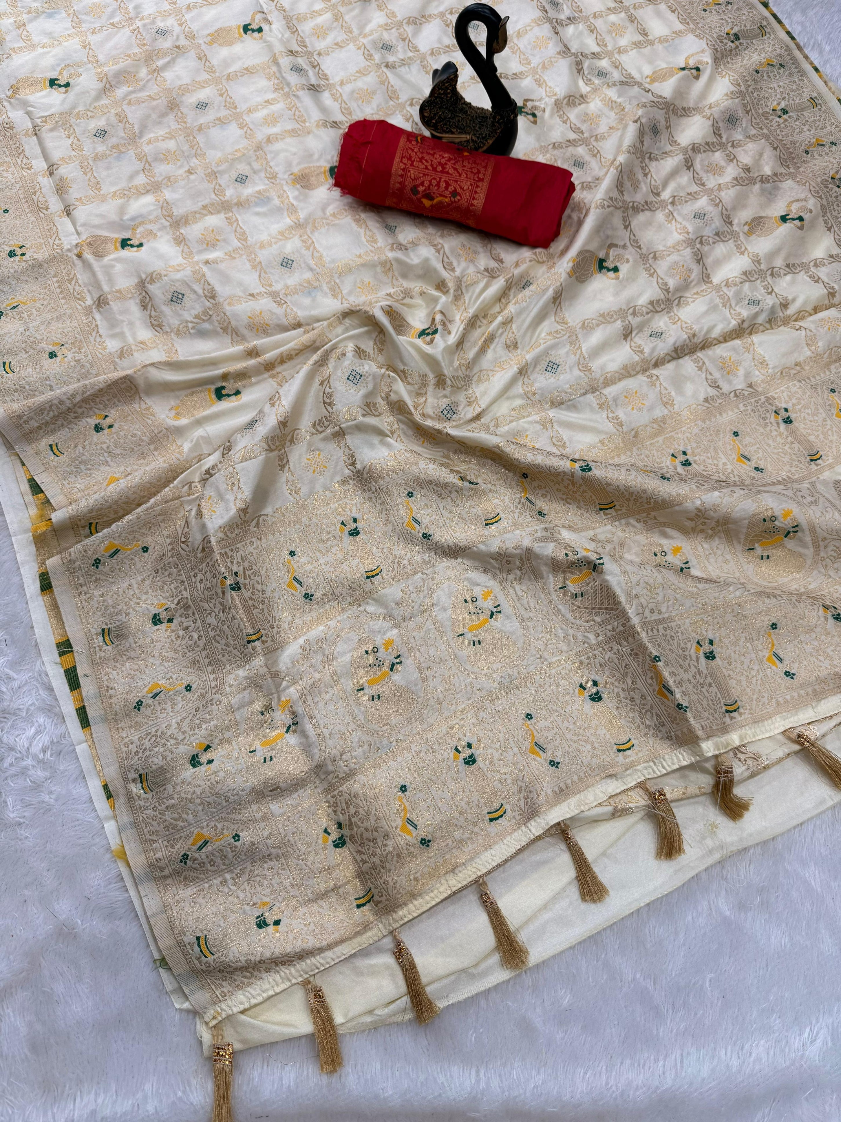 Pure Soft Khadi Georgette Silk Saree Traditional Wear Sari Eith Blouse