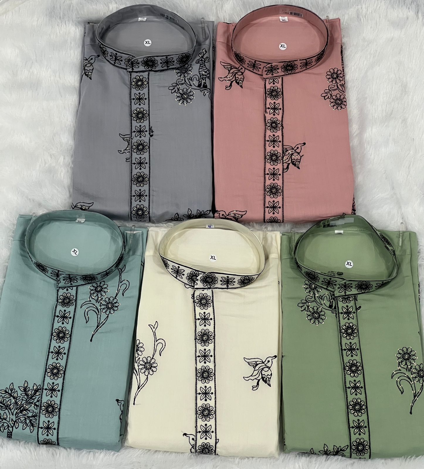 Men's Traditional Roman Silk with Embroidery Work Kurta With Pajama Set
