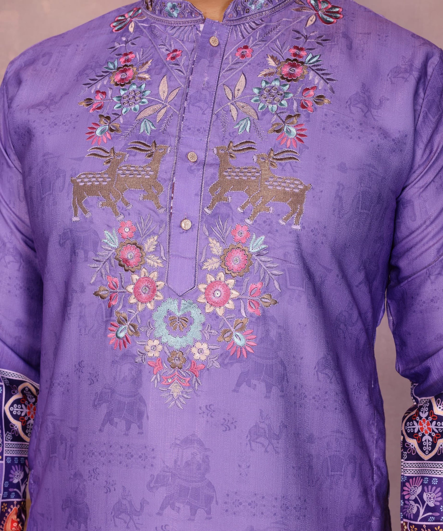 Heavy Khadi Cotton Printed Design Kurta Pajama Set For Men's