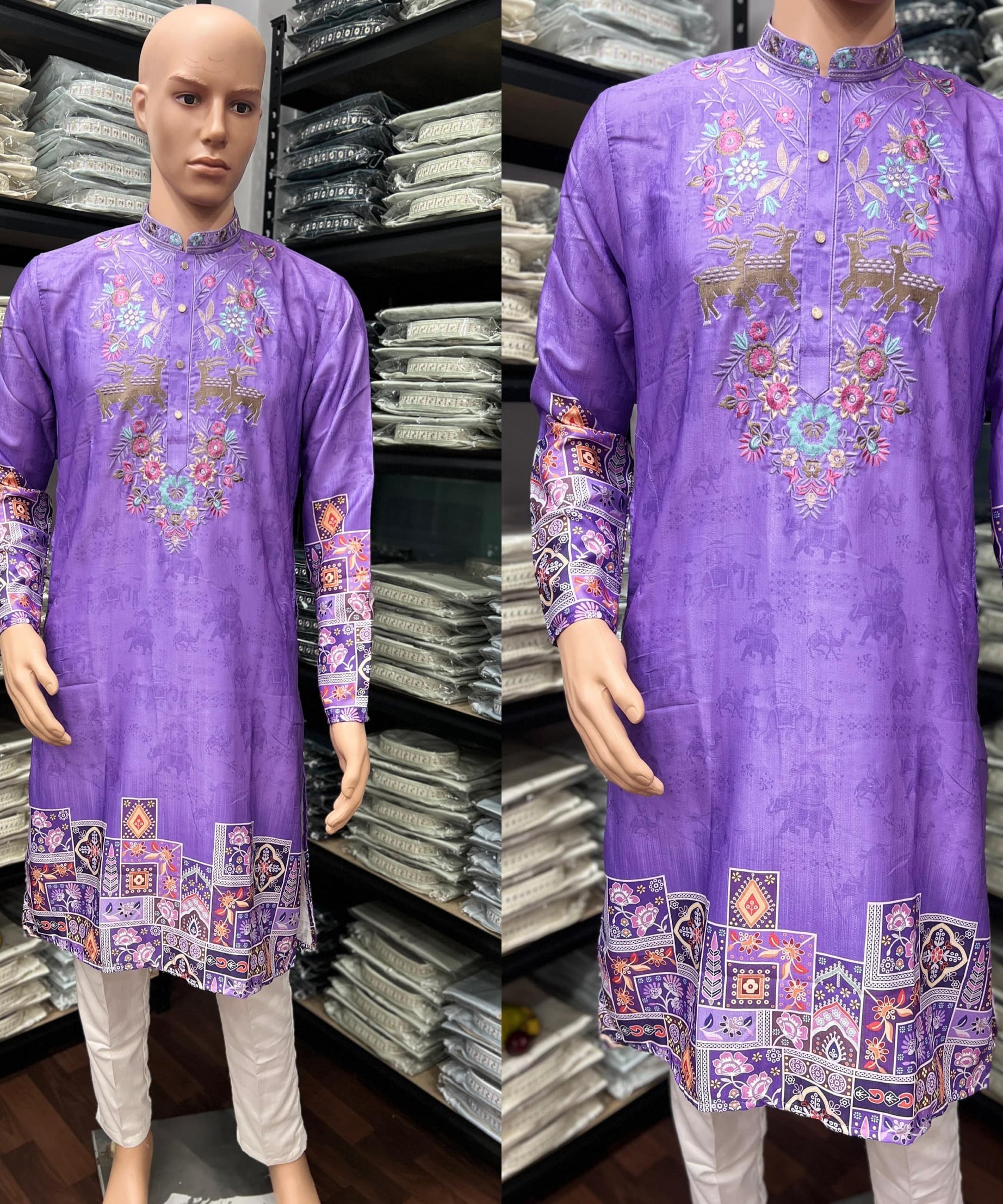 Heavy Khadi Cotton Printed Design Kurta Pajama Set For Men's