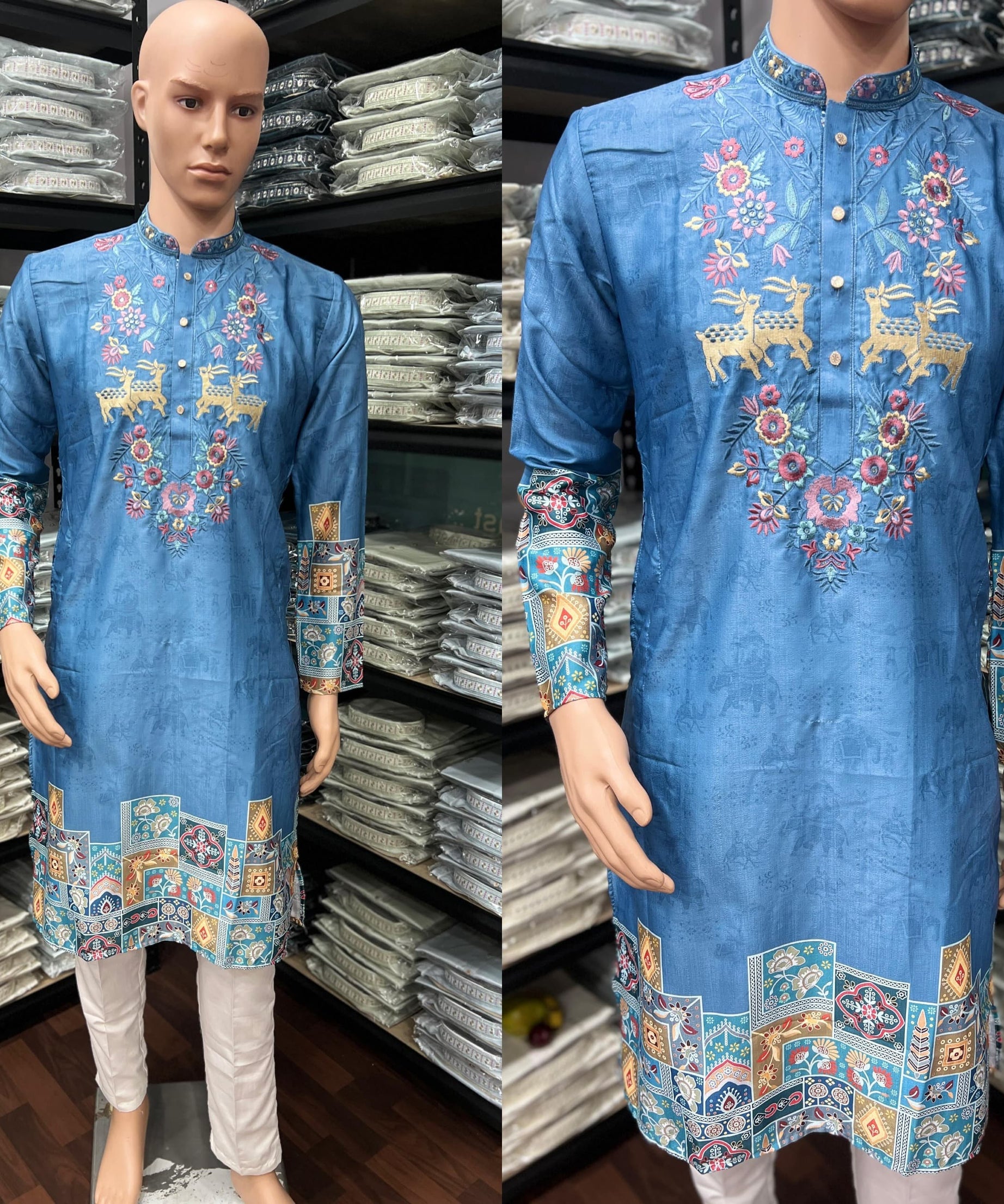 Heavy Khadi Cotton Printed Design Kurta Pajama Set For Men's
