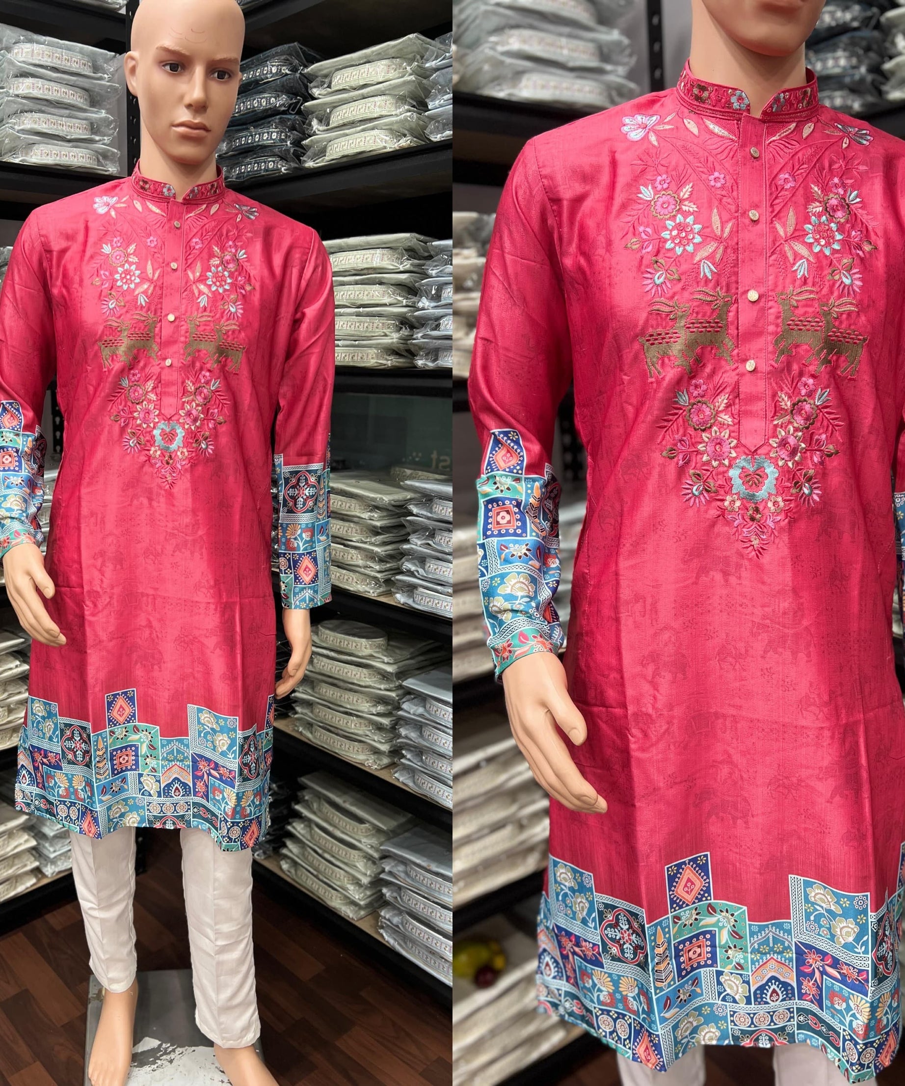 Heavy Khadi Cotton Printed Design Kurta Pajama Set For Men's