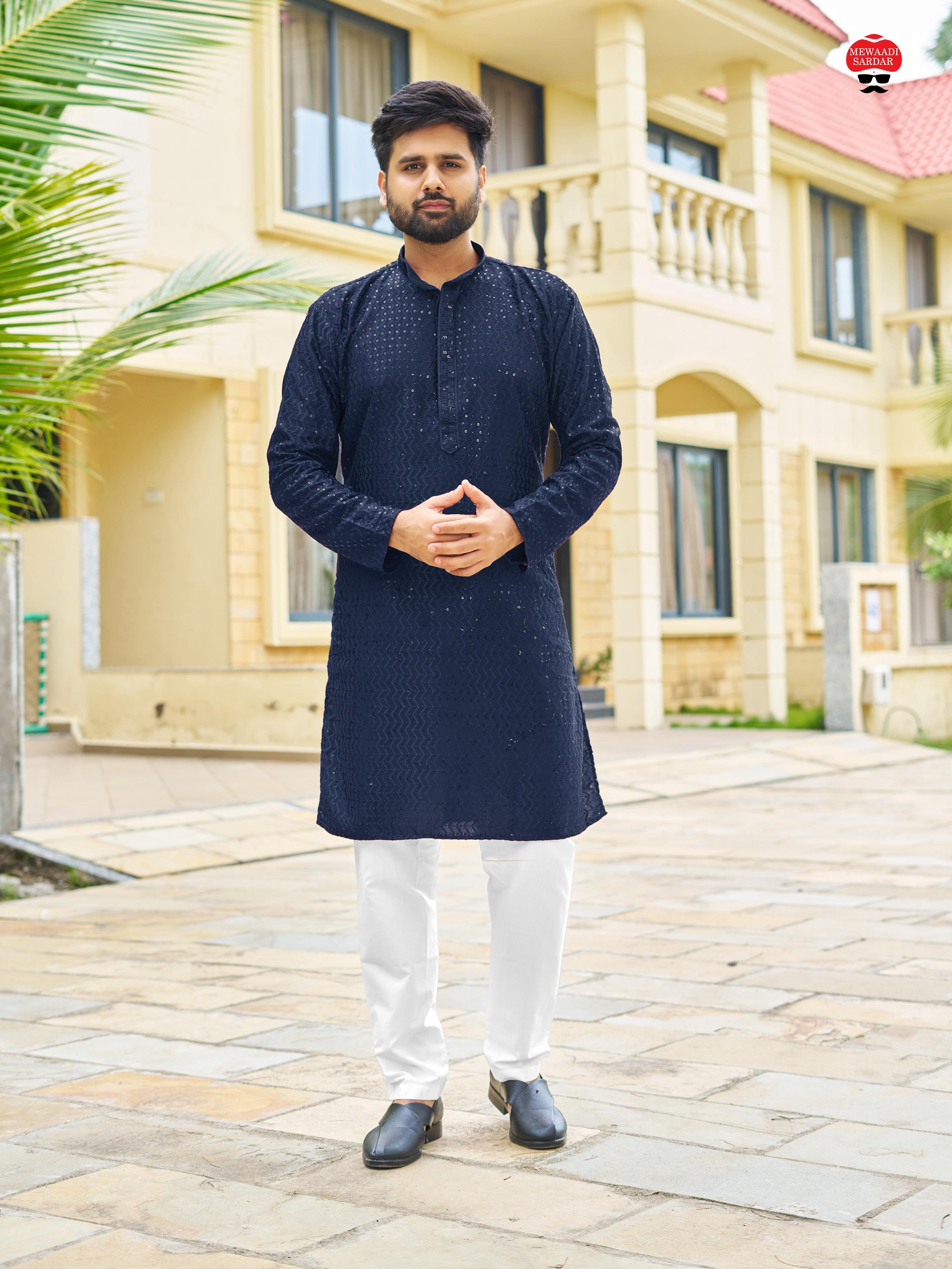 Premium Rayon Traditional Wedding Wear Designer Kurta Pajama Set For Men's