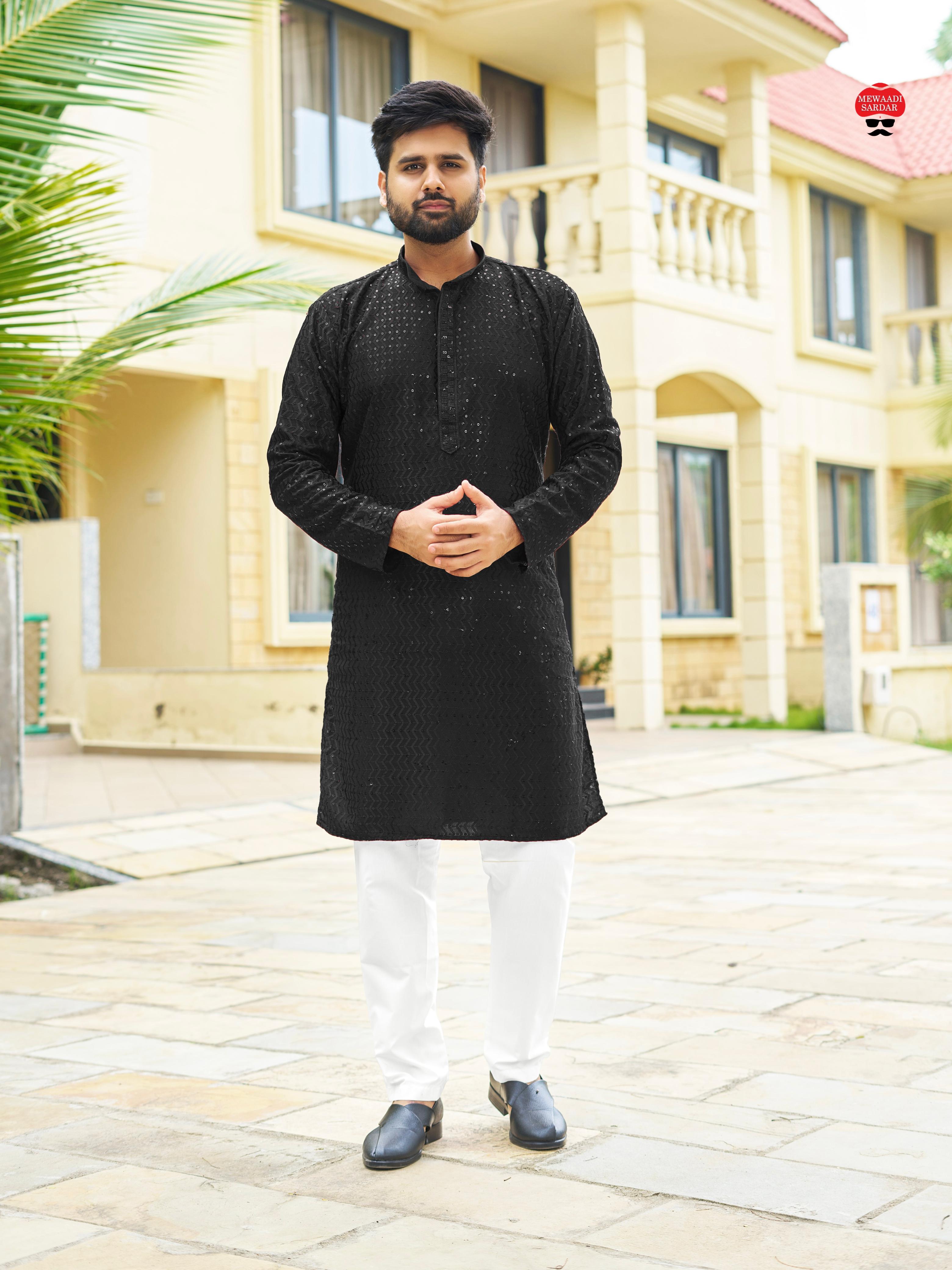 Premium Rayon Traditional Wedding Wear Designer Kurta Pajama Set For Men's
