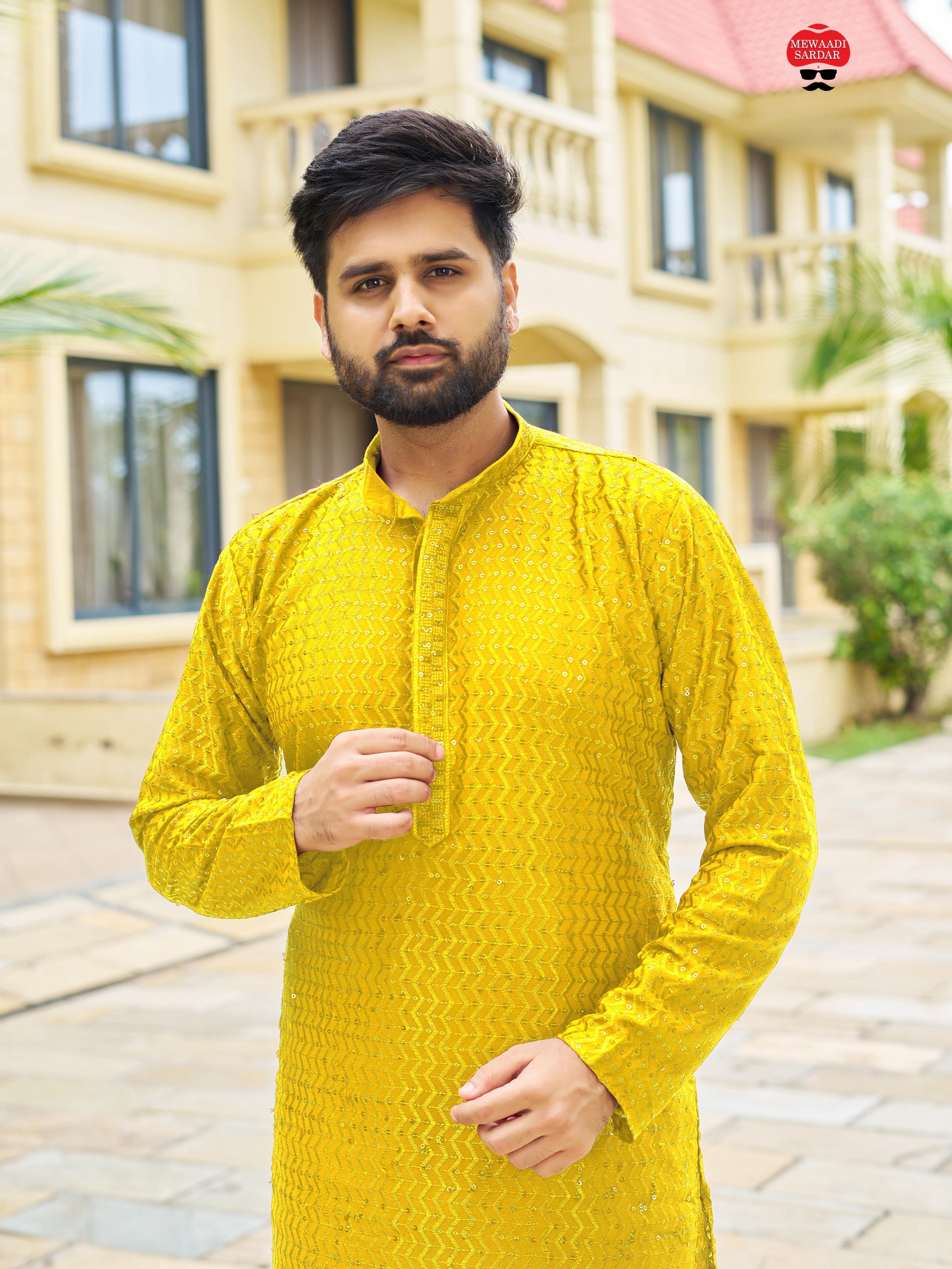 Premium Rayon Traditional Wedding Wear Designer Kurta Pajama Set For Men's