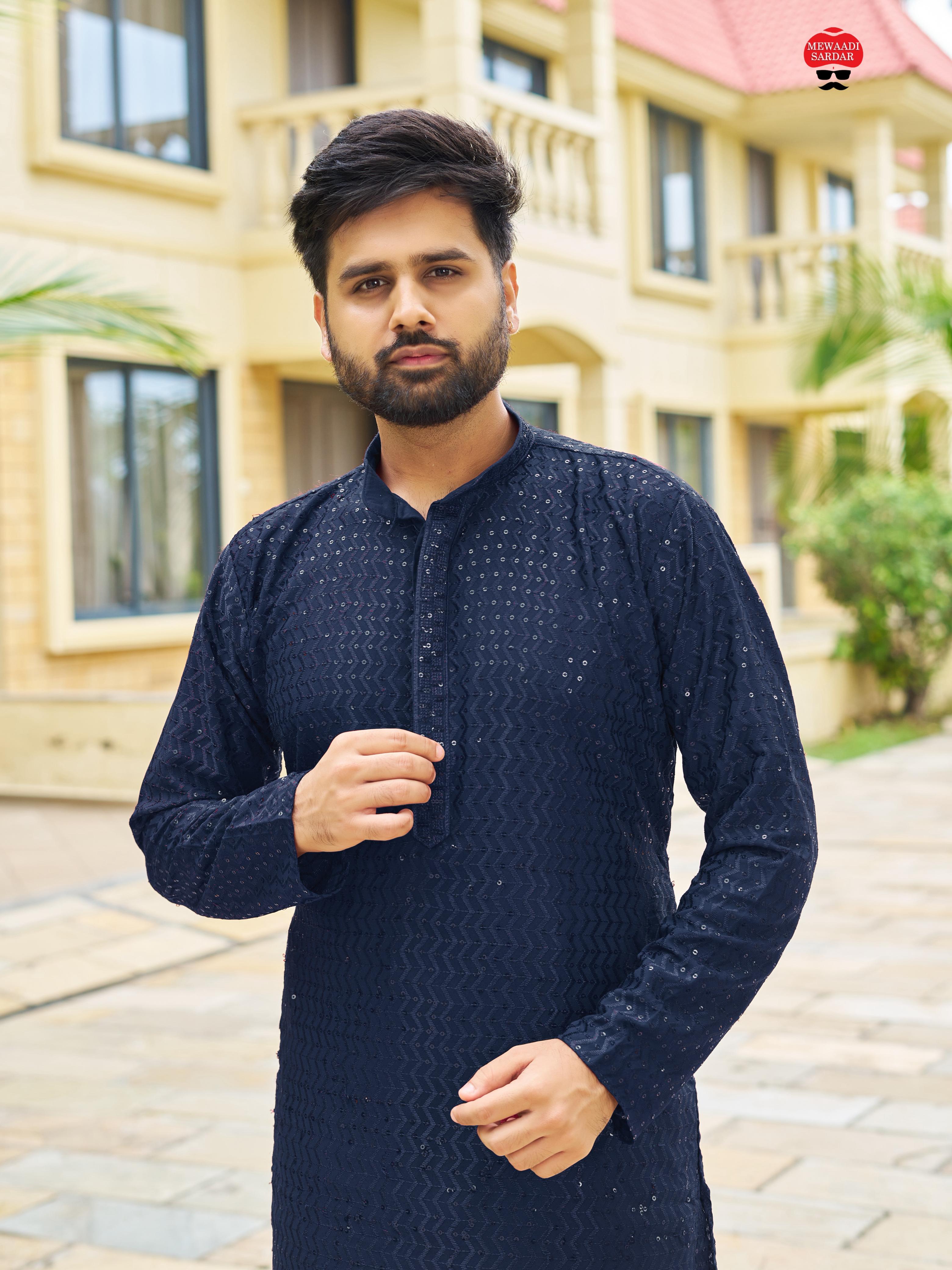 Premium Rayon Traditional Wedding Wear Designer Kurta Pajama Set For Men's