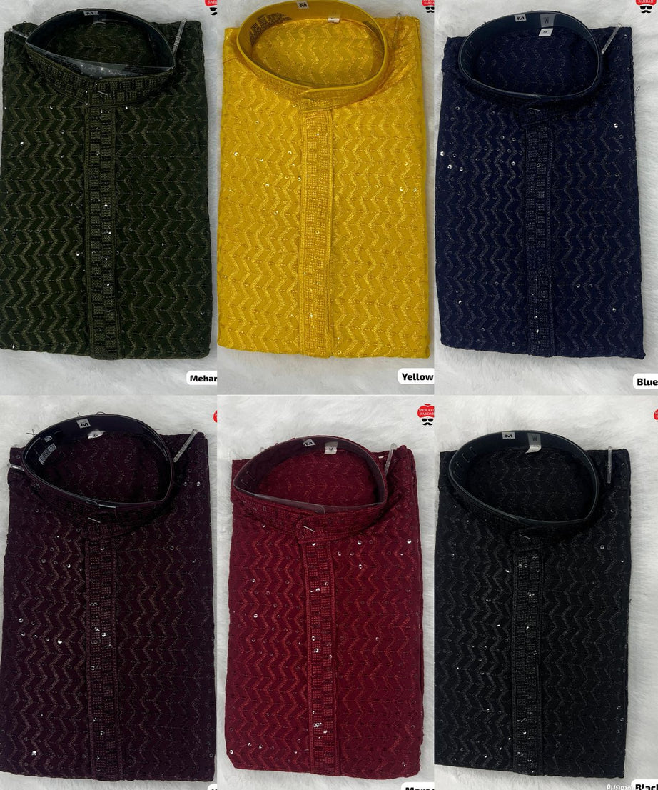 Premium Rayon Traditional Wedding Wear Designer Kurta Pajama Set For Men's