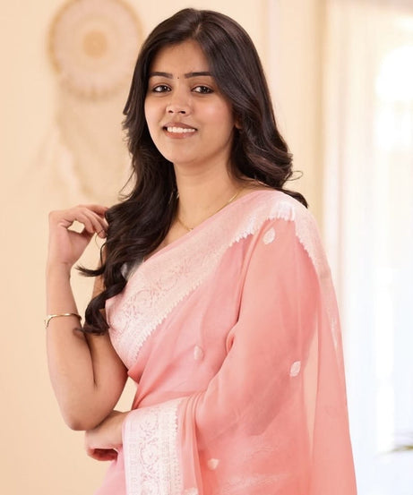 Soft Lilan Slab Attractive Charmfull Beautiful Simple Saree With Blouse