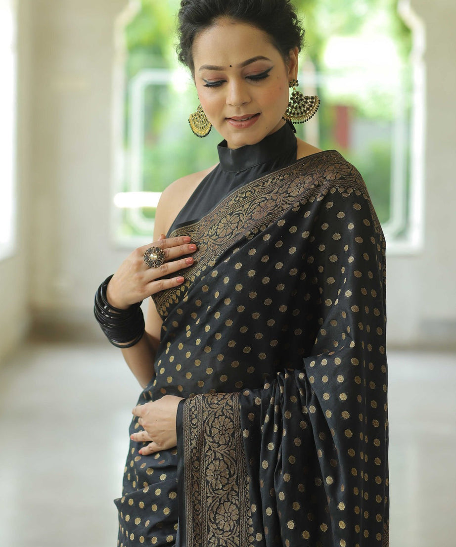 Traditional Banarasi Soft Silk Saree, Wedding Simple Saree With Blouse