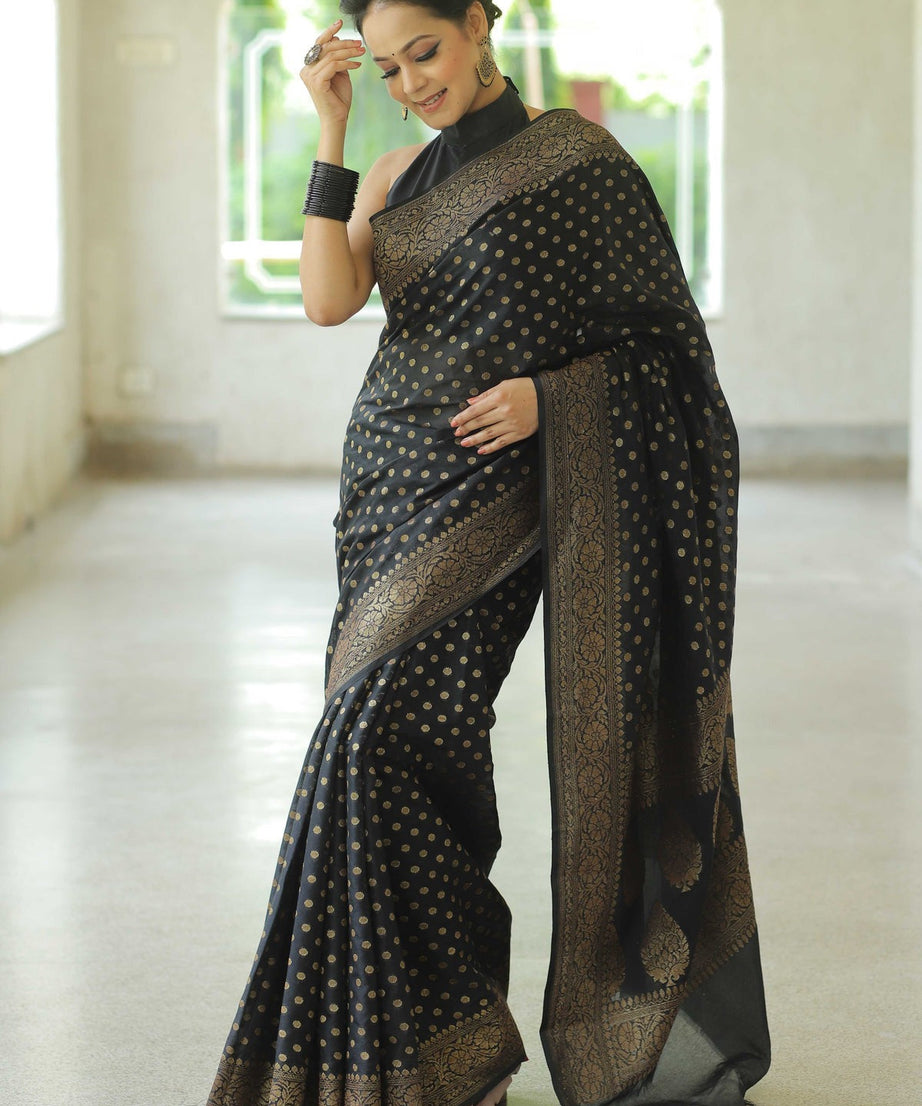 Traditional Banarasi Soft Silk Saree, Wedding Simple Saree With Blouse