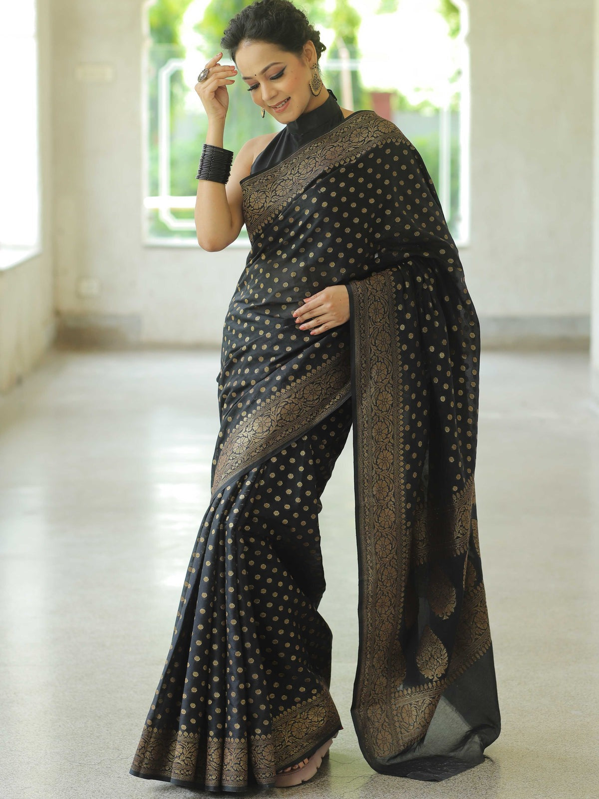 Traditional Banarasi Soft Silk Saree, Wedding Simple Saree With Blouse