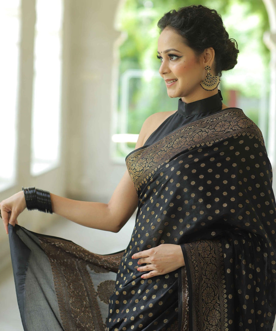 Traditional Banarasi Soft Silk Saree, Wedding Simple Saree With Blouse