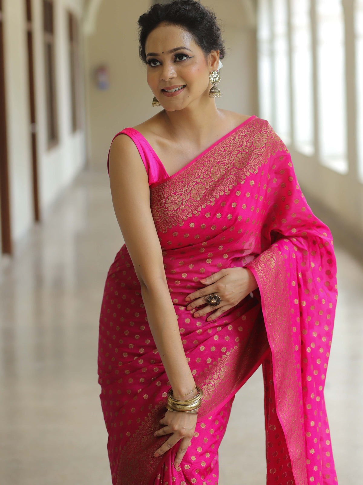 Traditional Banarasi Soft Silk Saree, Wedding Simple Saree With Blouse