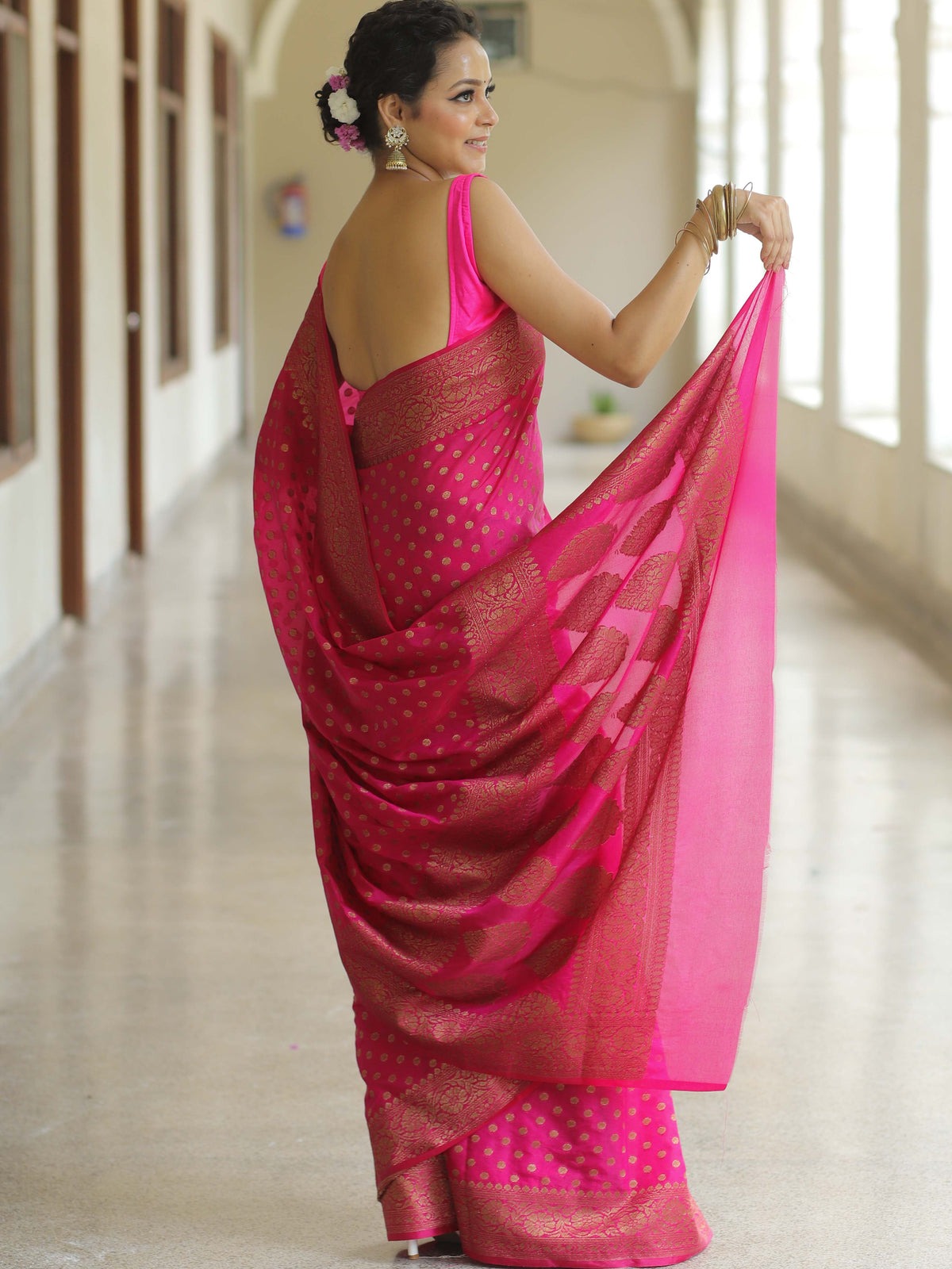 Traditional Banarasi Soft Silk Saree, Wedding Simple Saree With Blouse