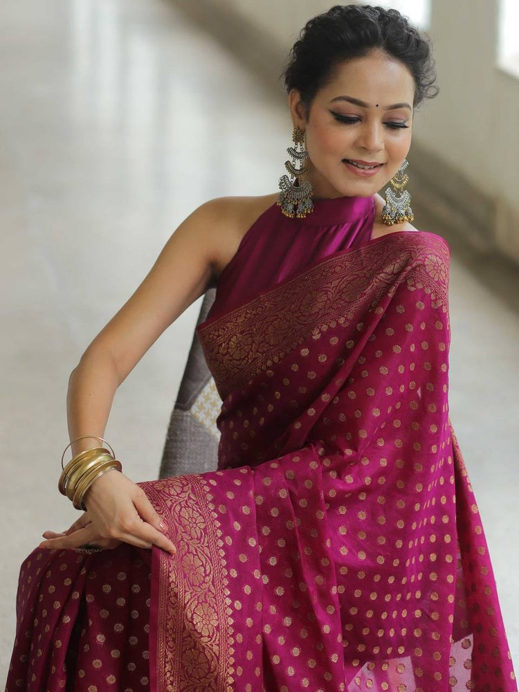 Traditional Banarasi Soft Silk Saree, Wedding Simple Saree With Blouse