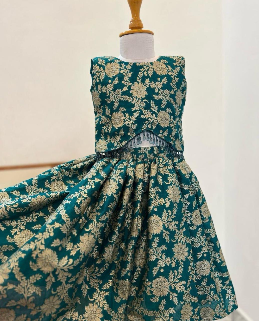 Rich jacquard with Tapeta Silk Stitched Lehenga & Blouse For Girls & Kids