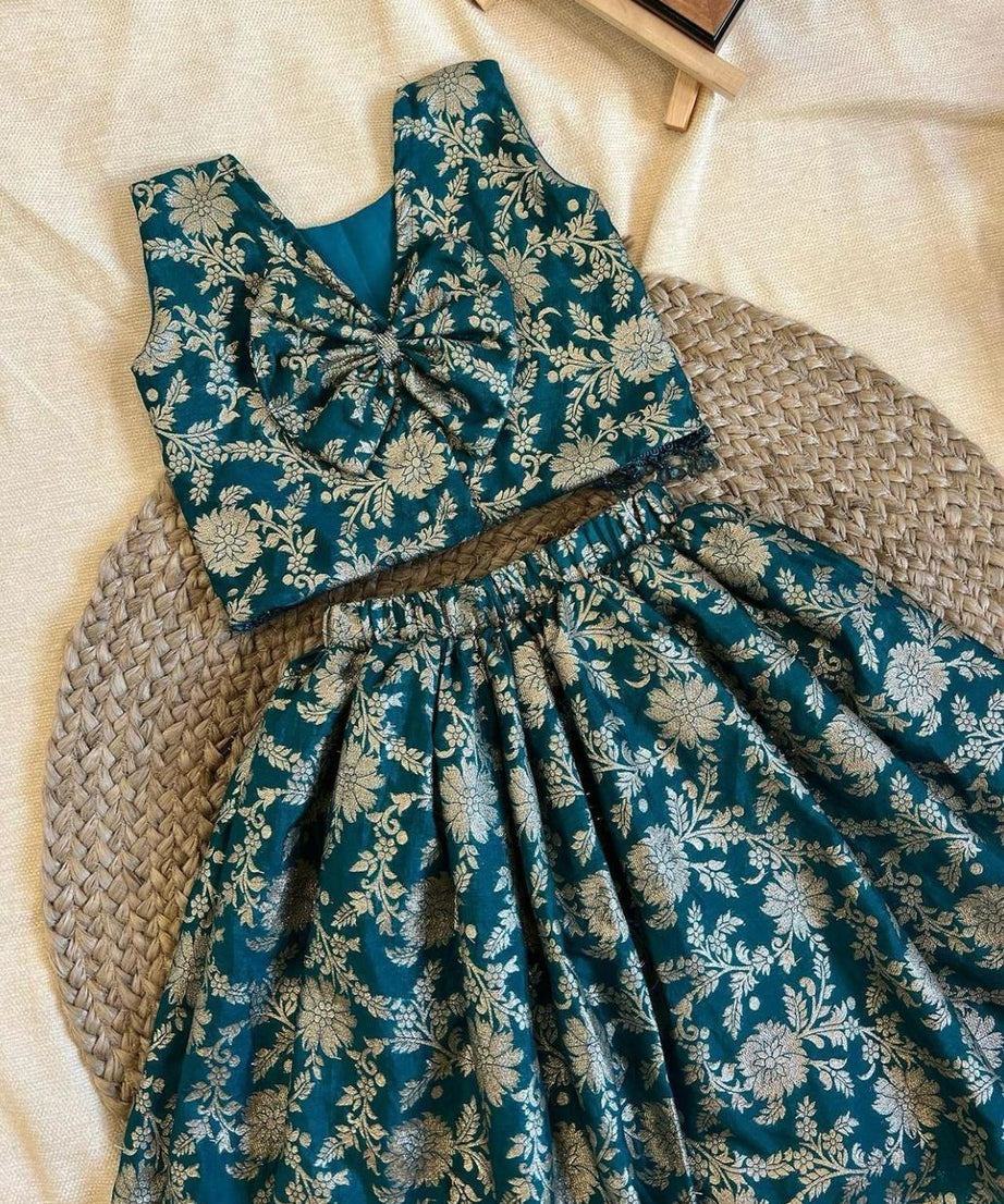 Rich jacquard with Tapeta Silk Stitched Lehenga & Blouse For Girls & Kids