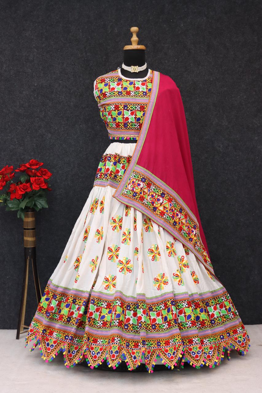Navratri Spacial Pure Heavy Rayon Cotton Lehenga Choli With Blouse